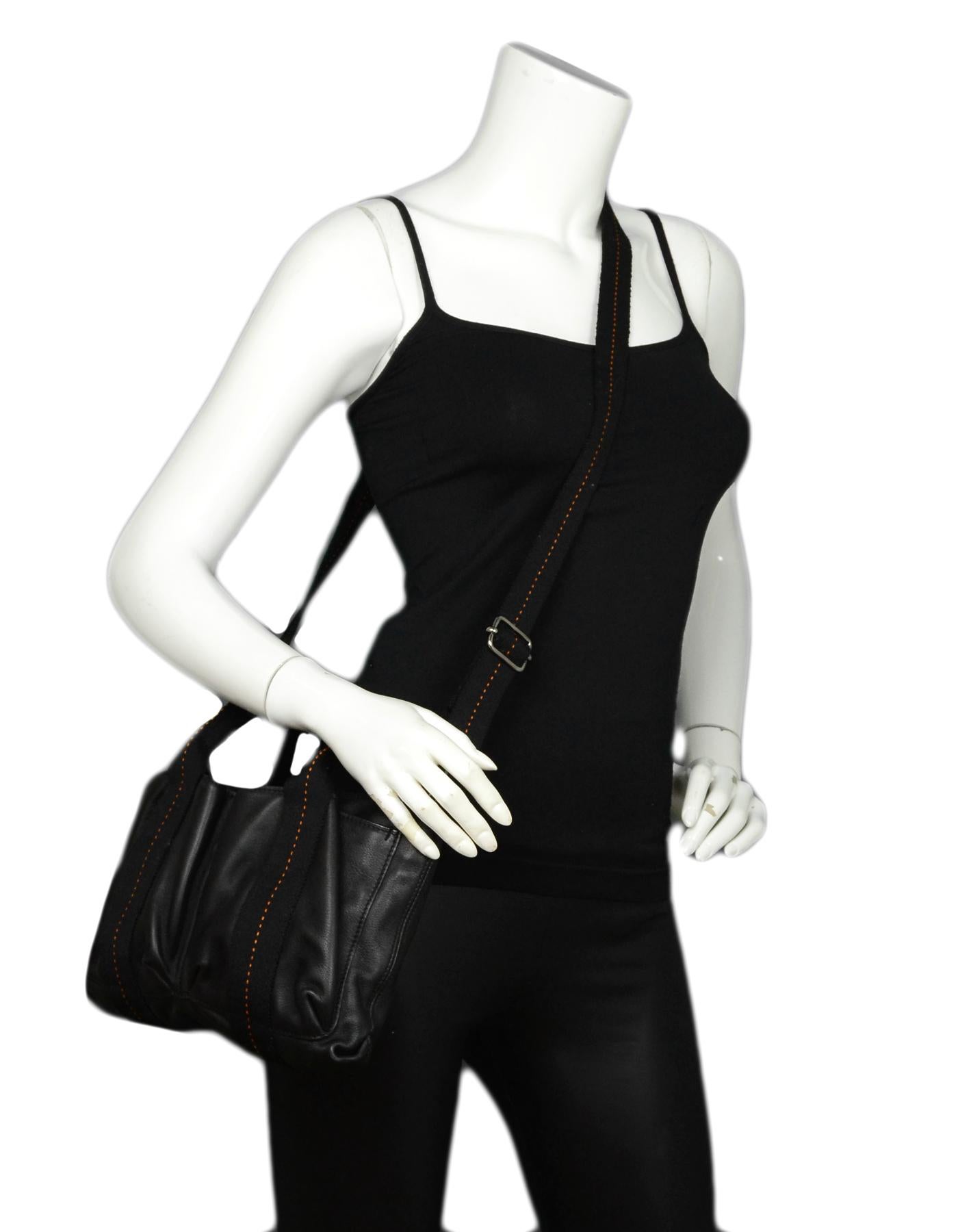 Hermes Black Leather Canvas Caravan 