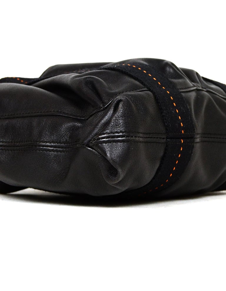 Hermes Black Leather Canvas Caravan Horizontal PM Tote Bag w/ Crossbody Strap For Sale at 1stdibs