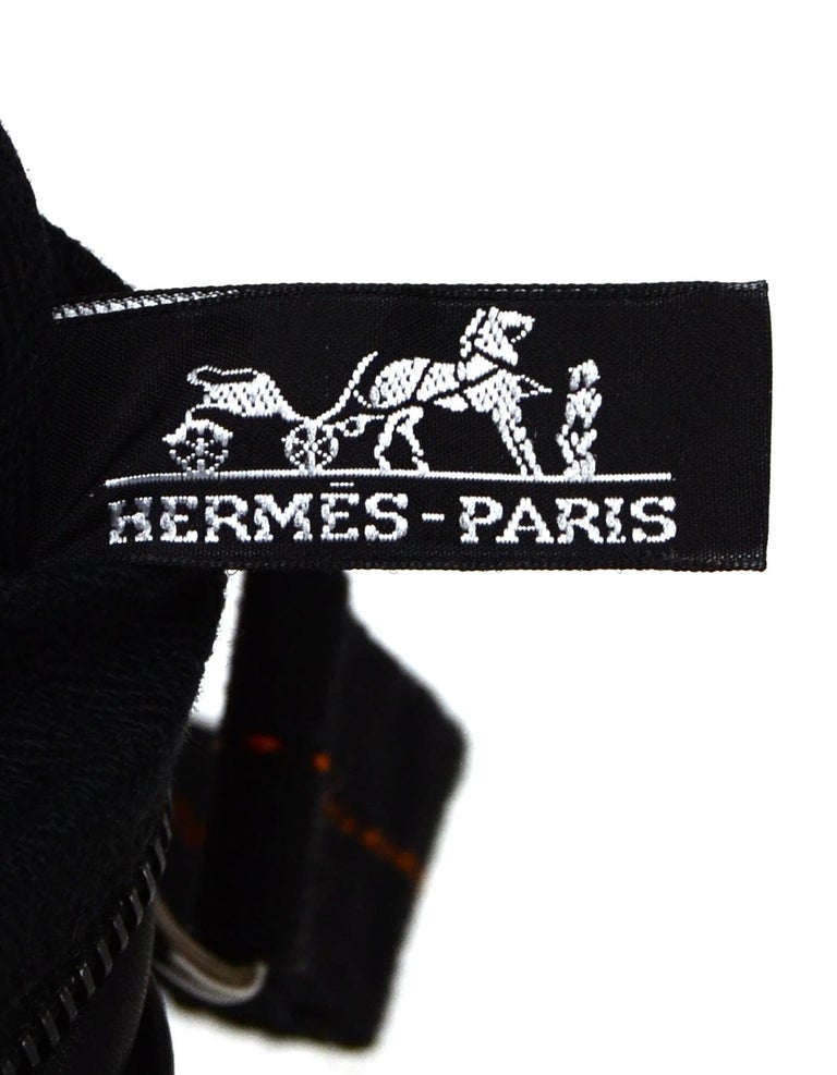 Hermes Black Leather Canvas Caravan Horizontal PM Tote Bag w/ Crossbody ...