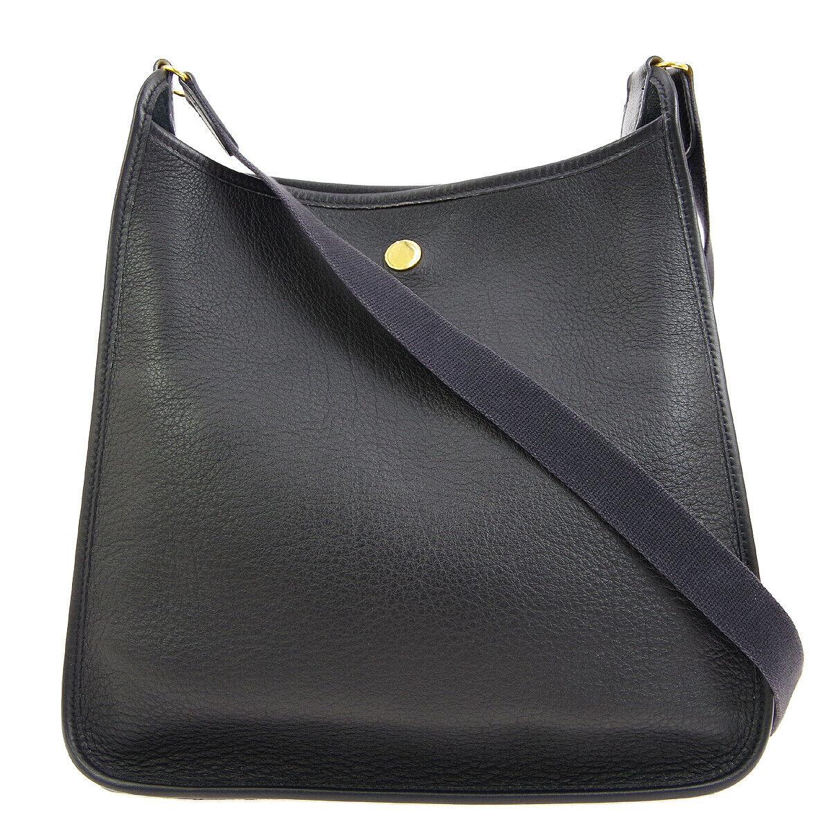Women's Hermes Black Leather Canvas Gold Toggle Carryall Shoulder Bag