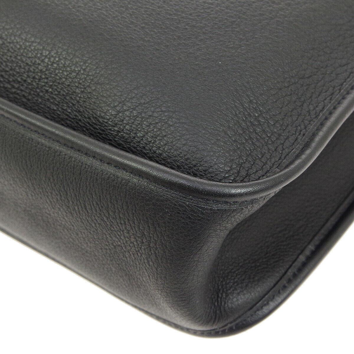 Hermes Black Leather Canvas Gold Toggle Carryall Shoulder Bag 1