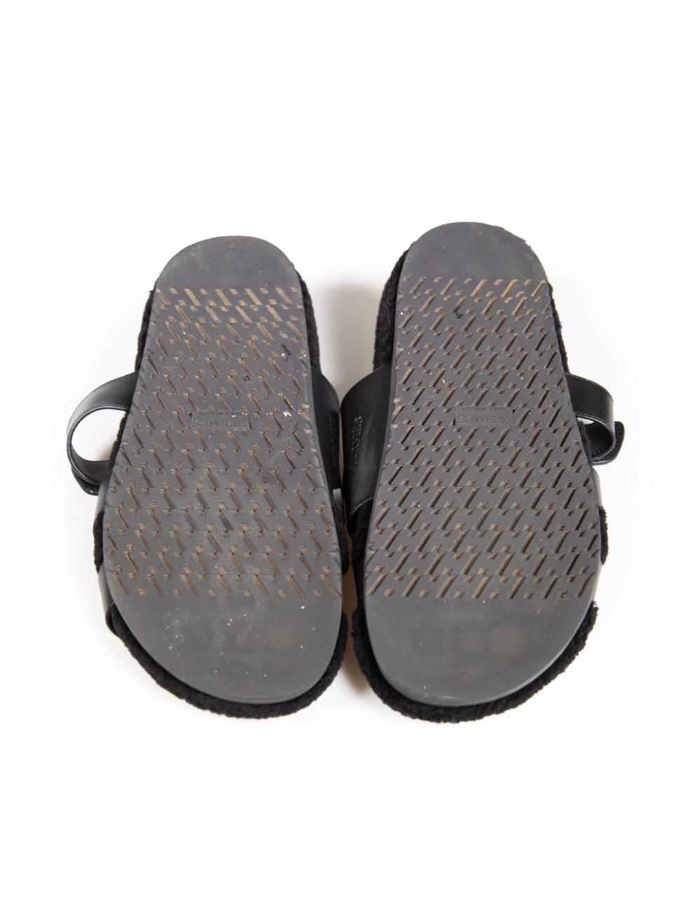 Women's Hermès Black Leather Chypre Sandals Size IT 40 For Sale