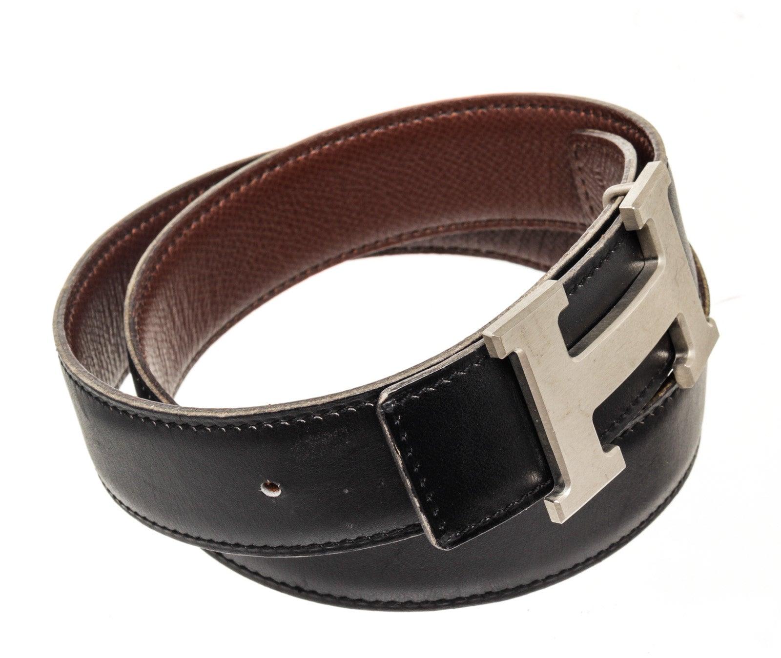 Hermes Black Leather Constance H Belt with leather, silver-tone hardware and push lock closure.

































51503MSC