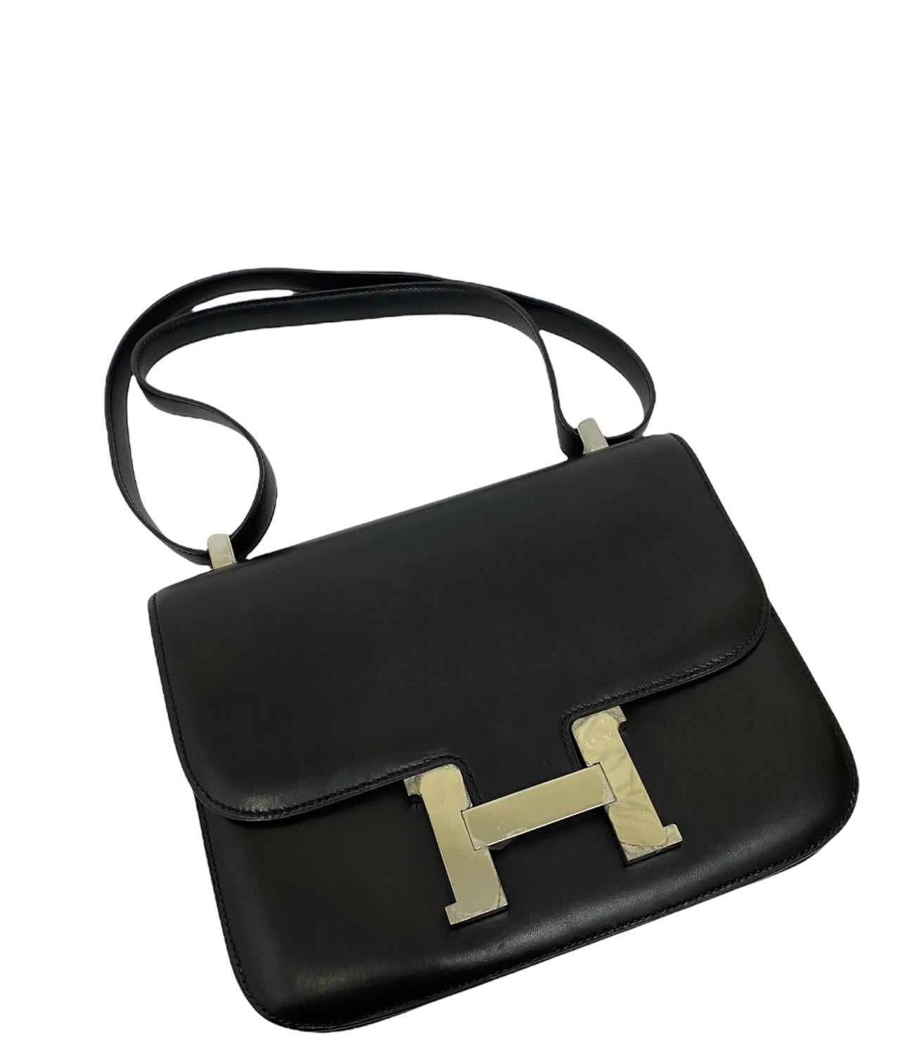 Women's Hermès Black Leather Costance Bag