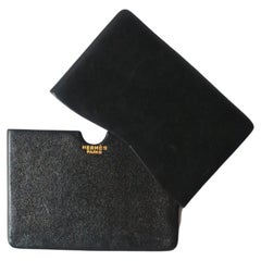 Hermès Black Leather Credit Card Holder Case 