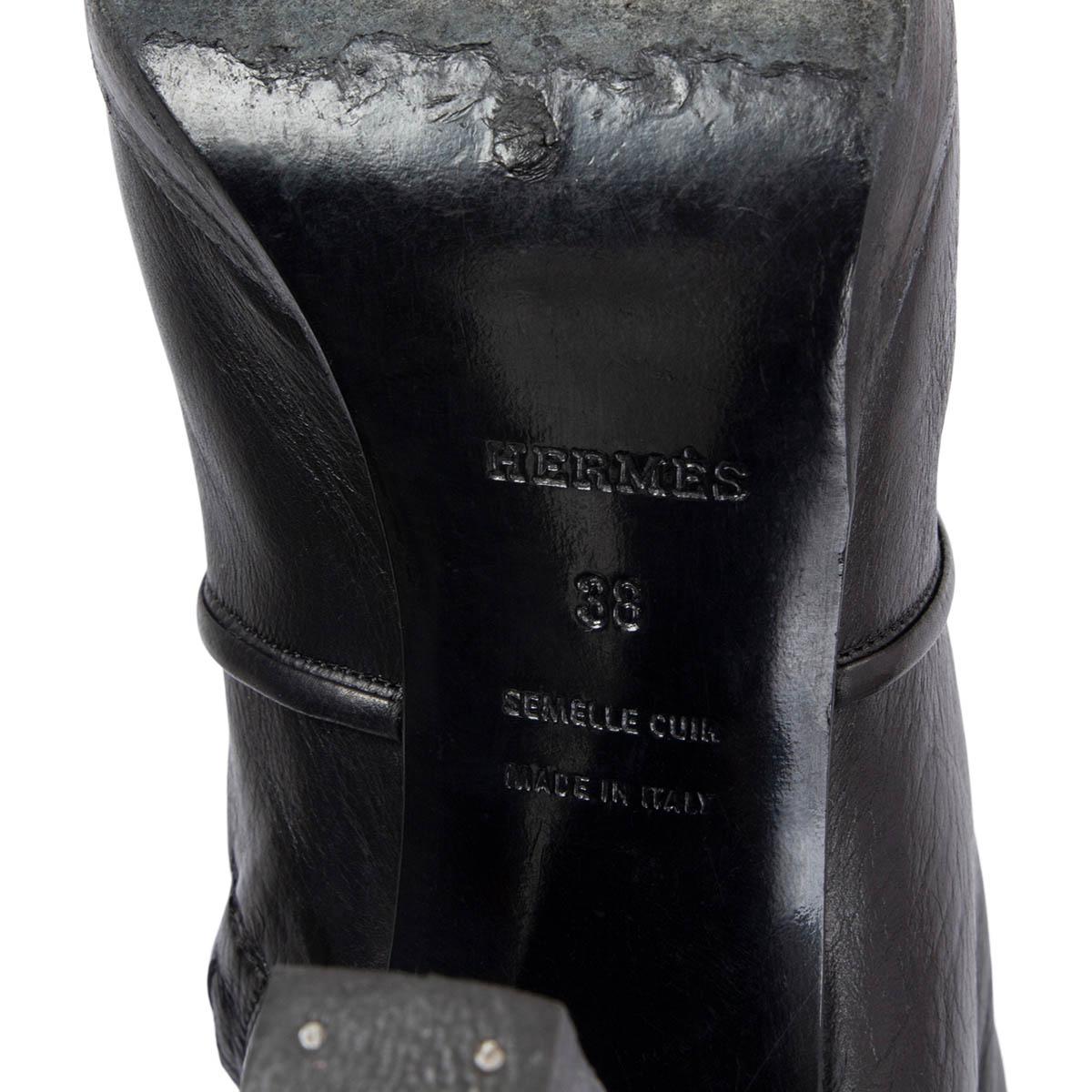 HERMES black leather CRUSADER Knee High Platform Boots Shoes 38 For Sale 1