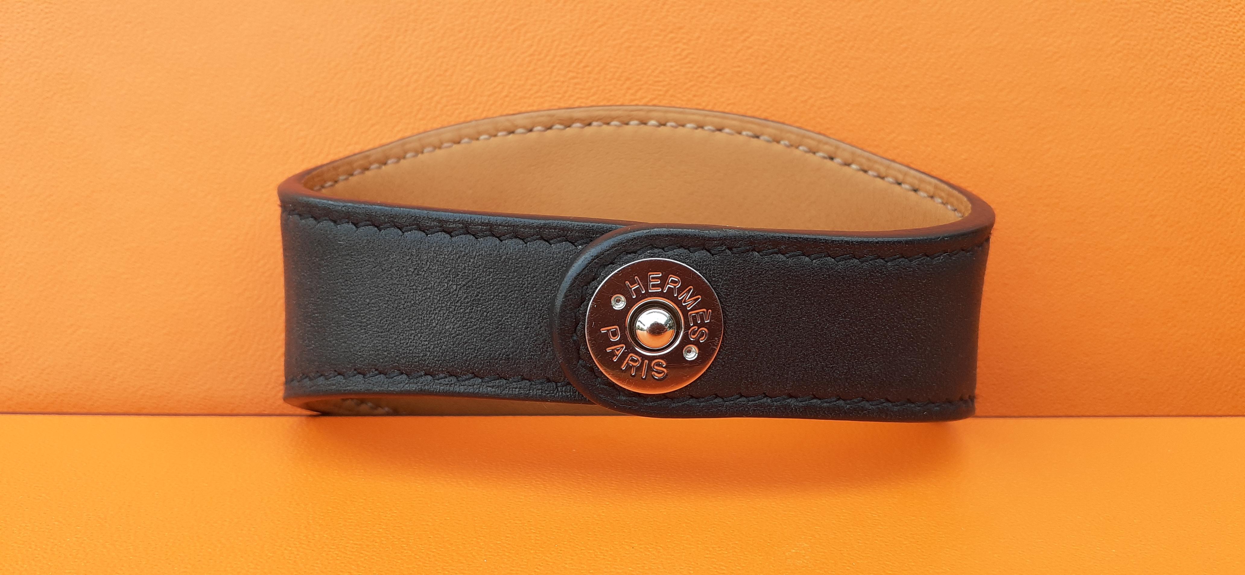 Bracciale in pelle nera Hermès Ex Libris Carriage in vendita 7