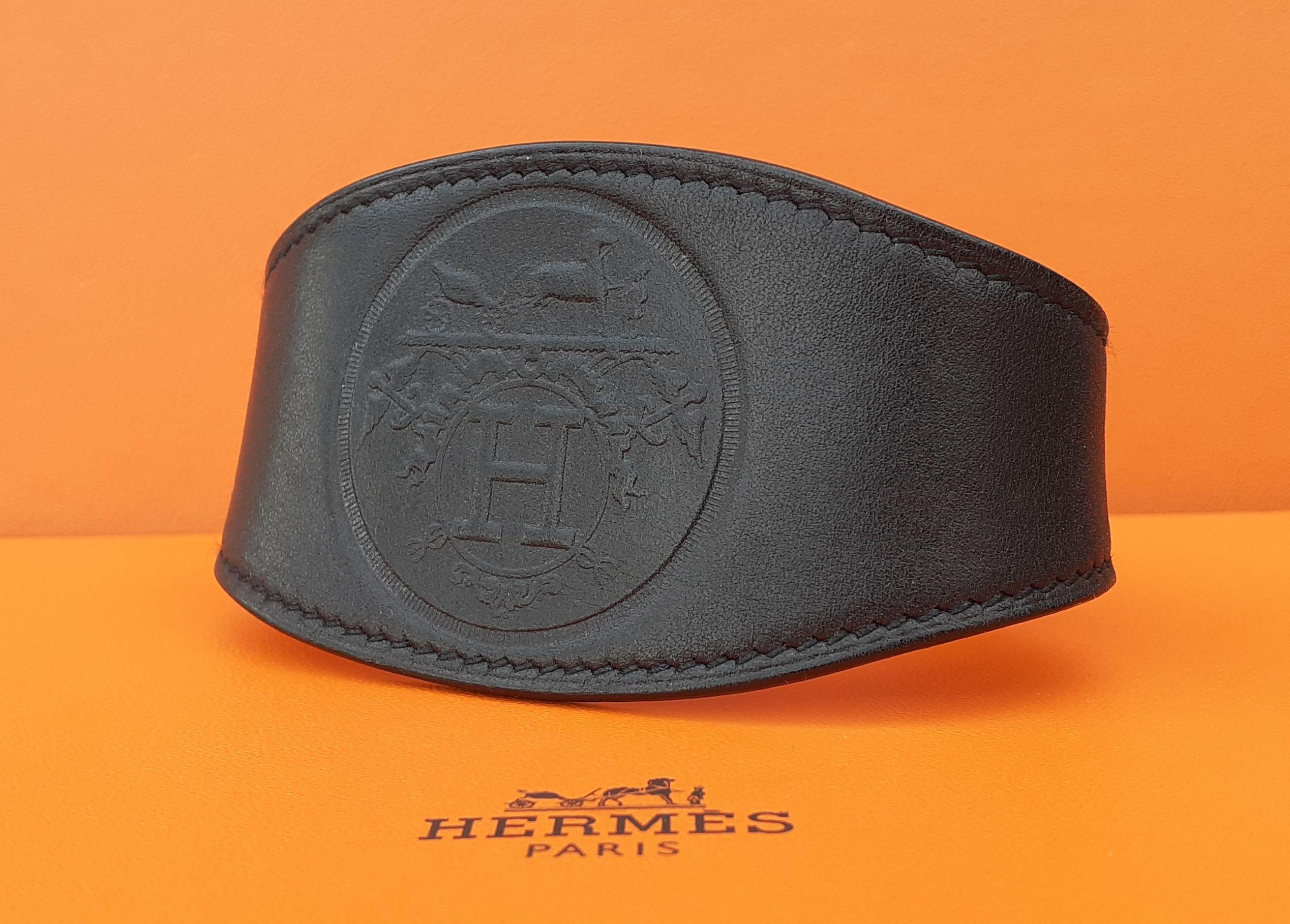 da uomo o donna Bracciale in pelle nera Hermès Ex Libris Carriage in vendita