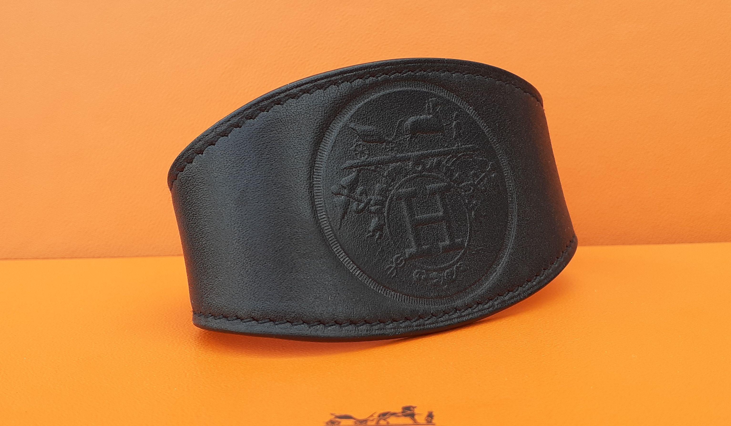 Bracciale in pelle nera Hermès Ex Libris Carriage in vendita 4