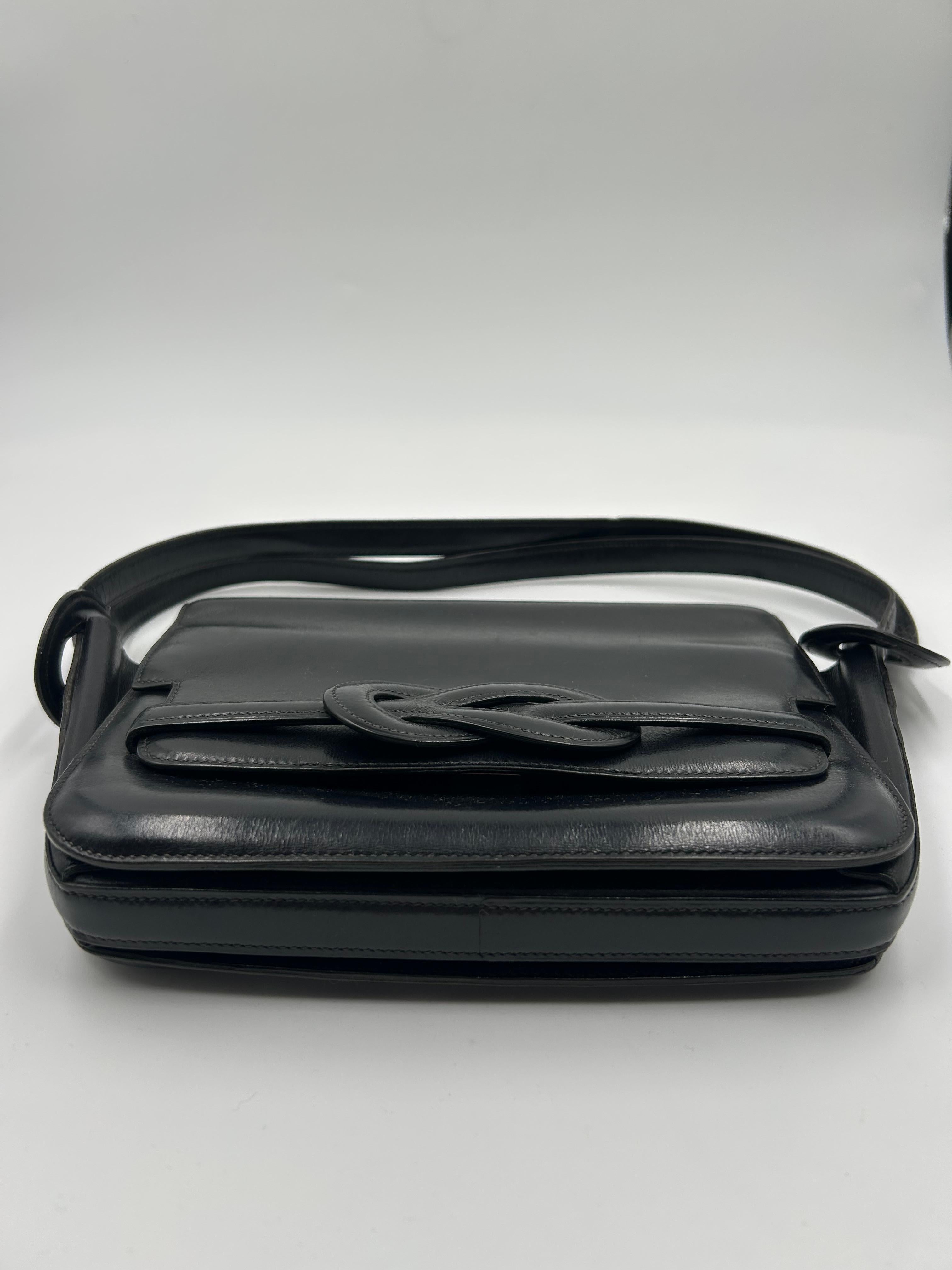 Hermès Black Leather Diane Bag 1989 In Good Condition For Sale In Palm Beach, FL