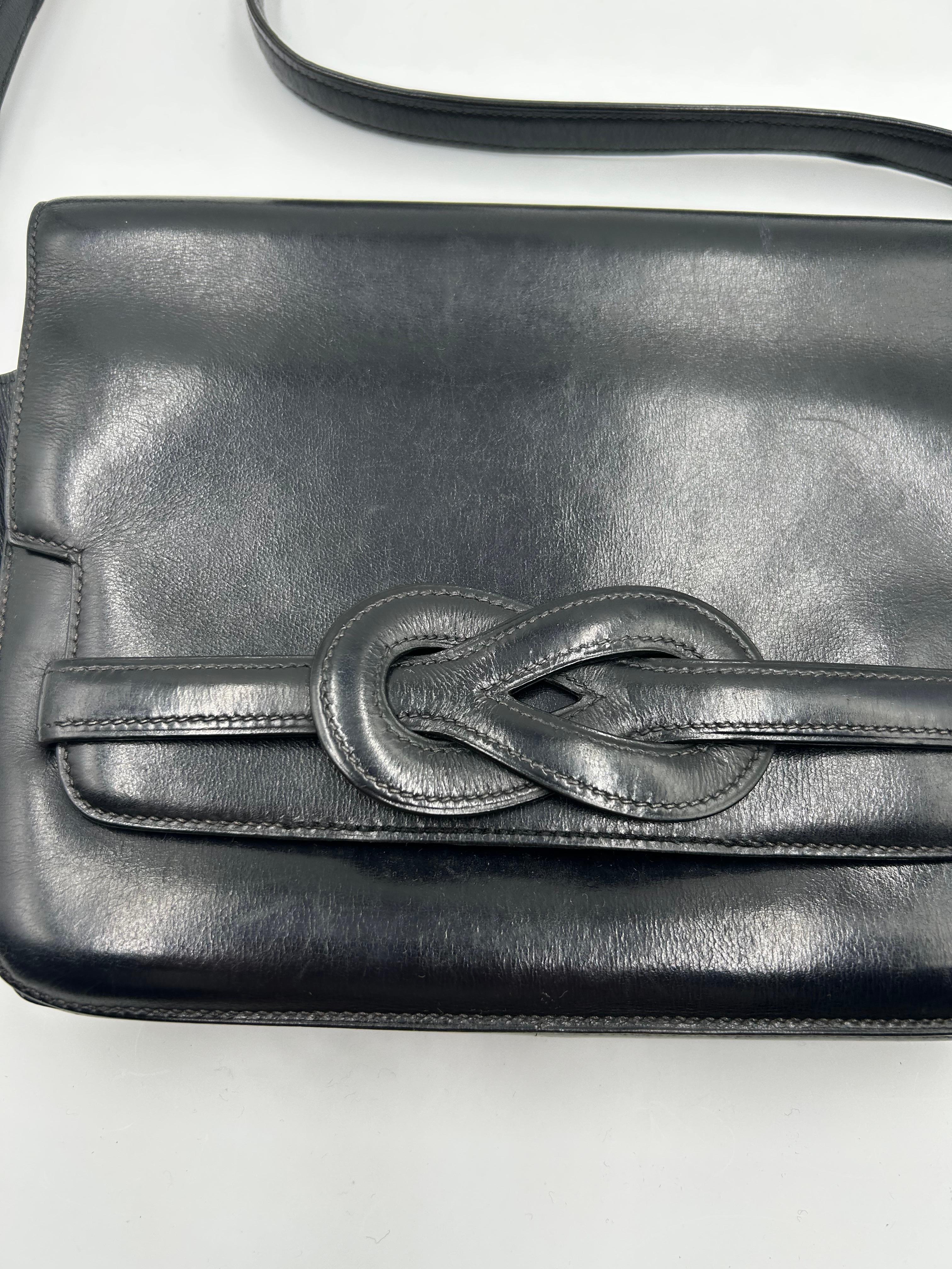 Hermès Black Leather Diane Bag 1989 For Sale 2