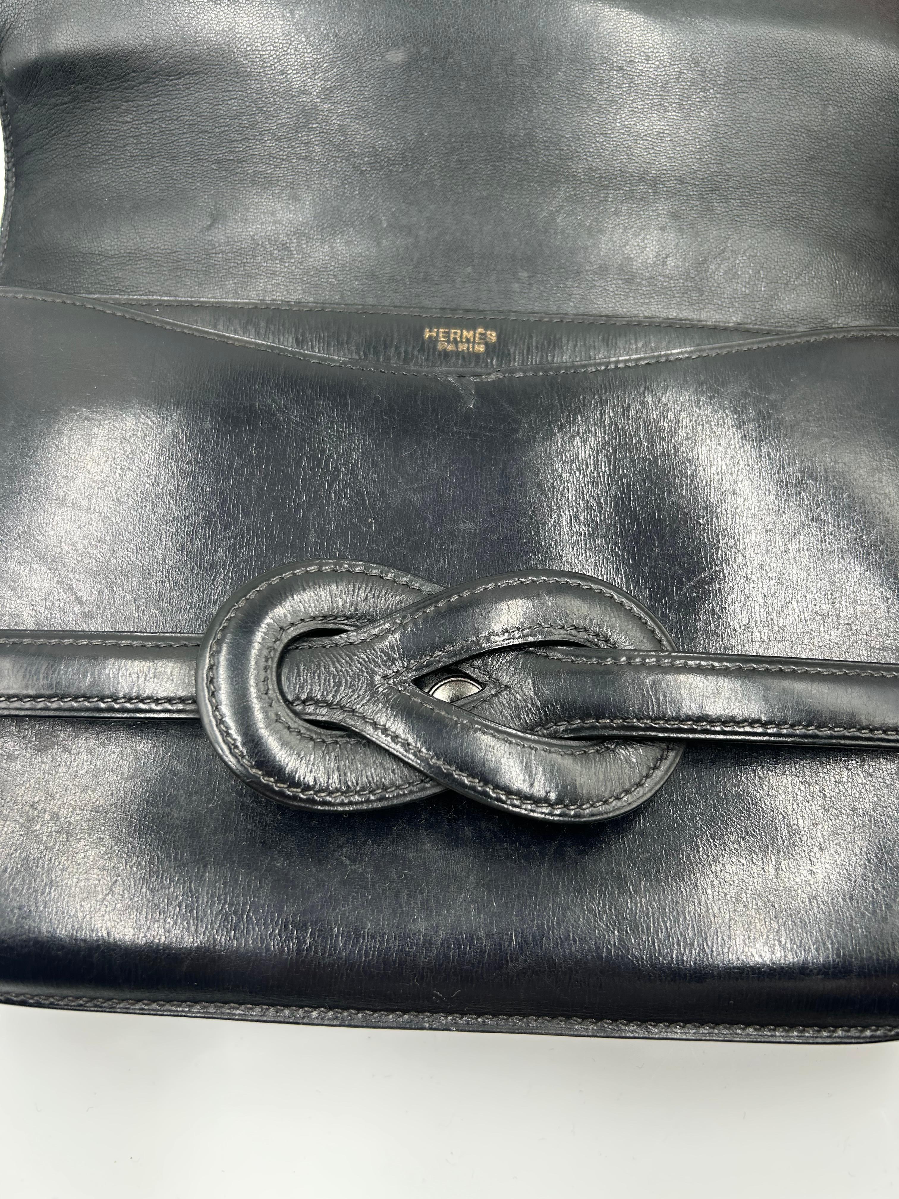 Hermès Black Leather Diane Bag 1989 For Sale 3