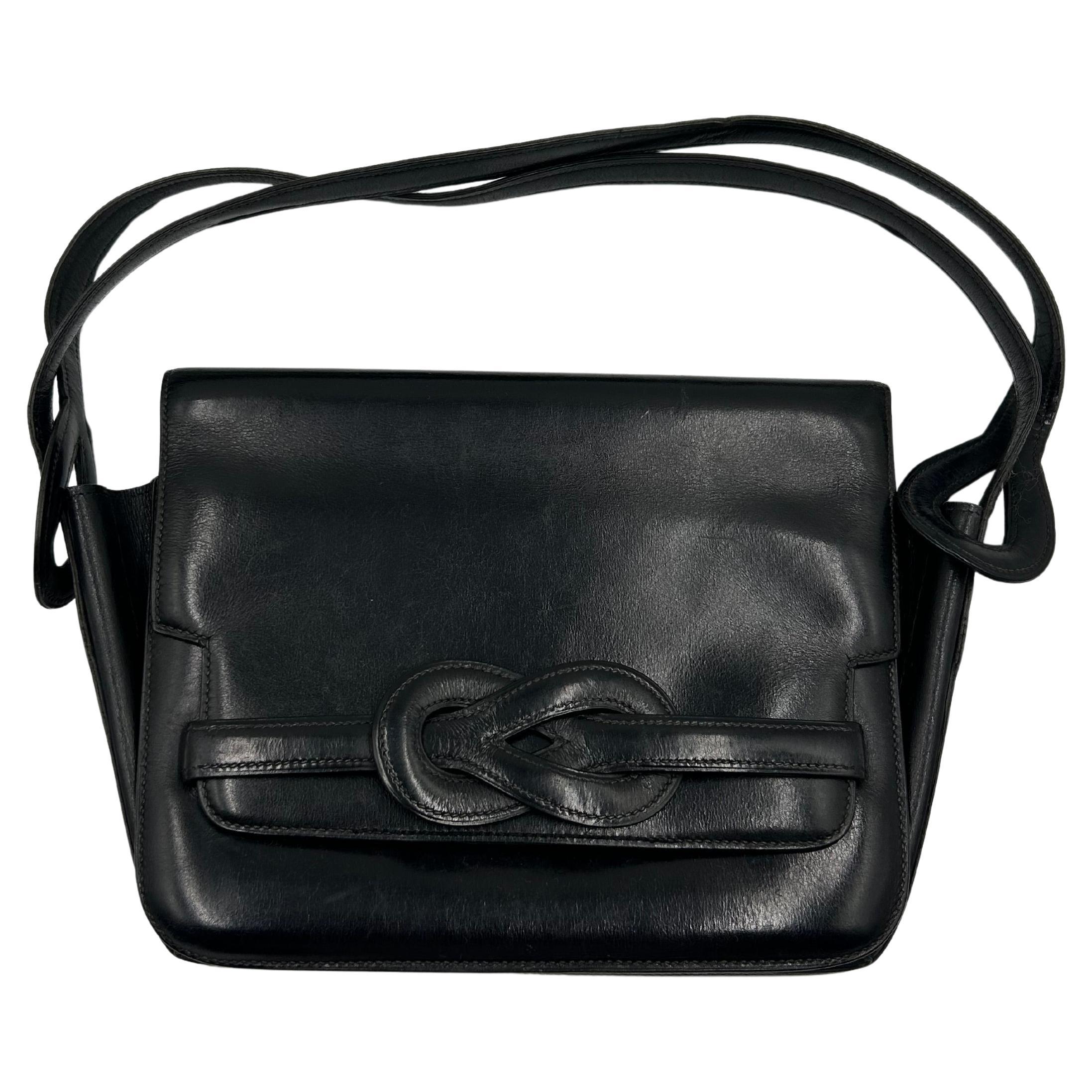 Hermès Black Leather Diane Bag 1989 For Sale