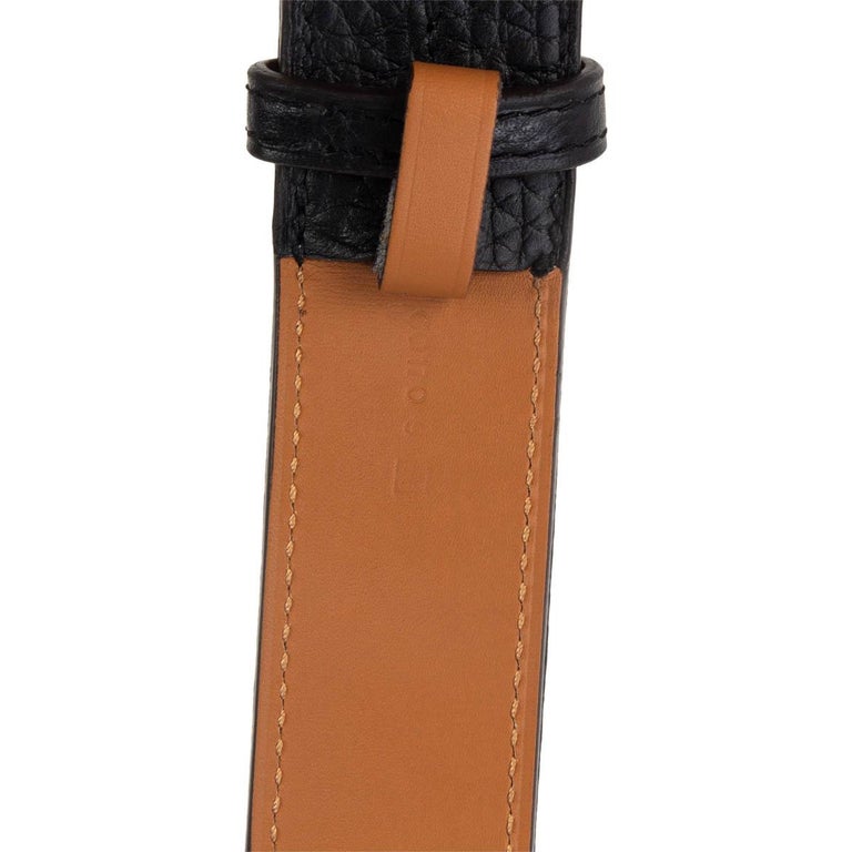 HERMES black leather ETRIVIER 32mm WAISTE Belt 75 Noir  display picture 3