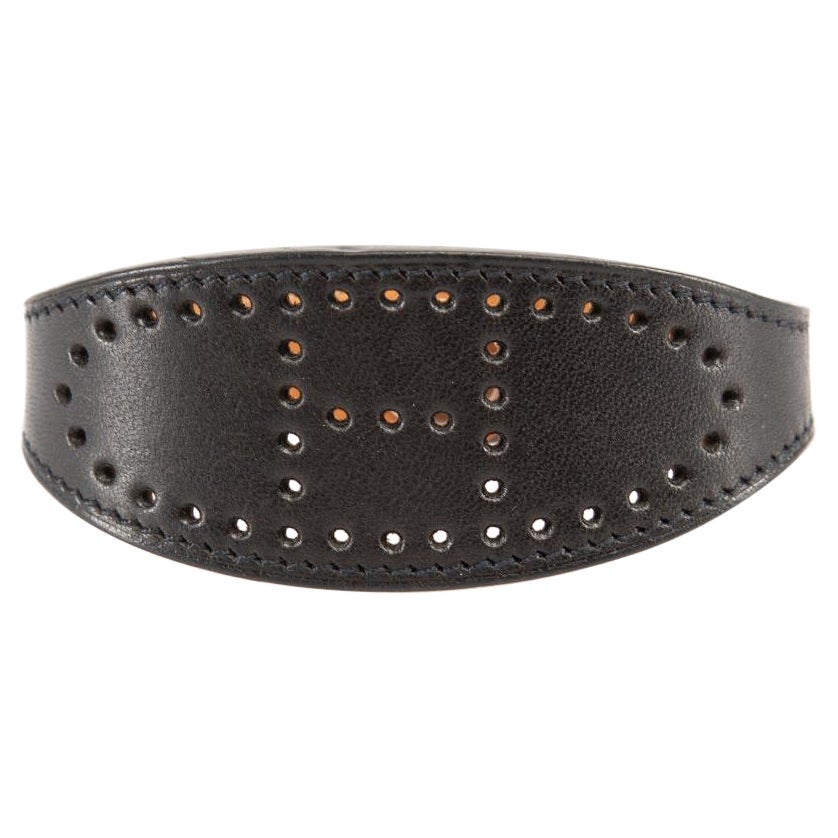Hermès Black Leather Evelyne Perforated Bracelet