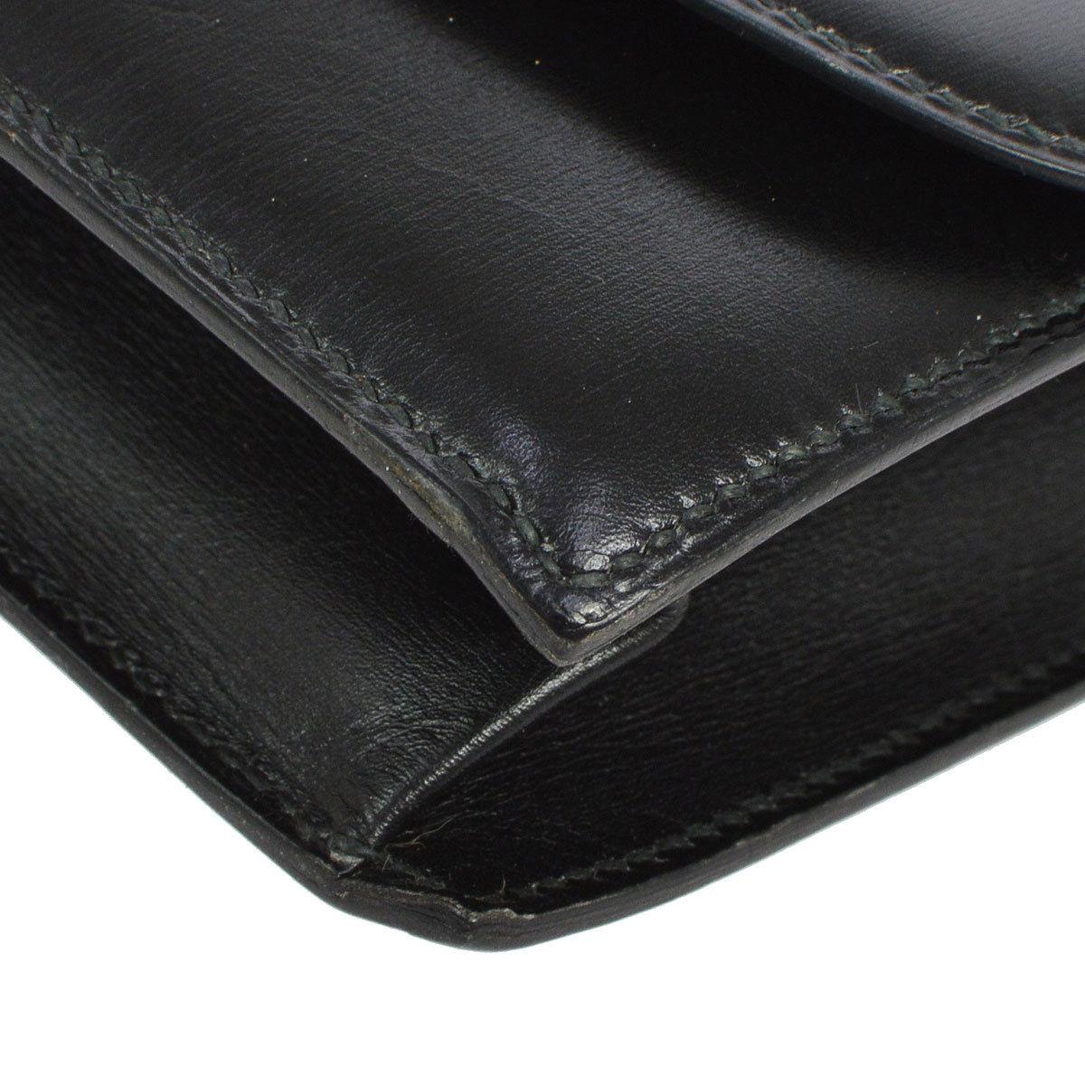 Hermes Black Leather Evening 2 in 1 Clutch Shoulder Flap Bag 2