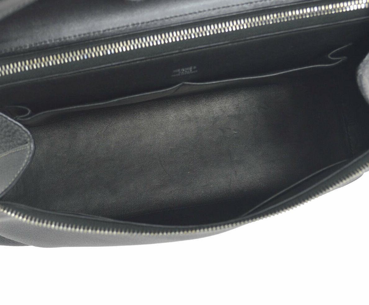 Women's Hermes Black Leather Evening Top Handle Satchel Small Shoulder Bag