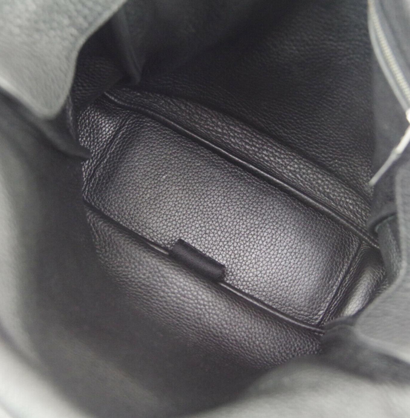 Hermes Black Leather Fabric Carryall Men's Women's Shoulder Crossbody Bag 1