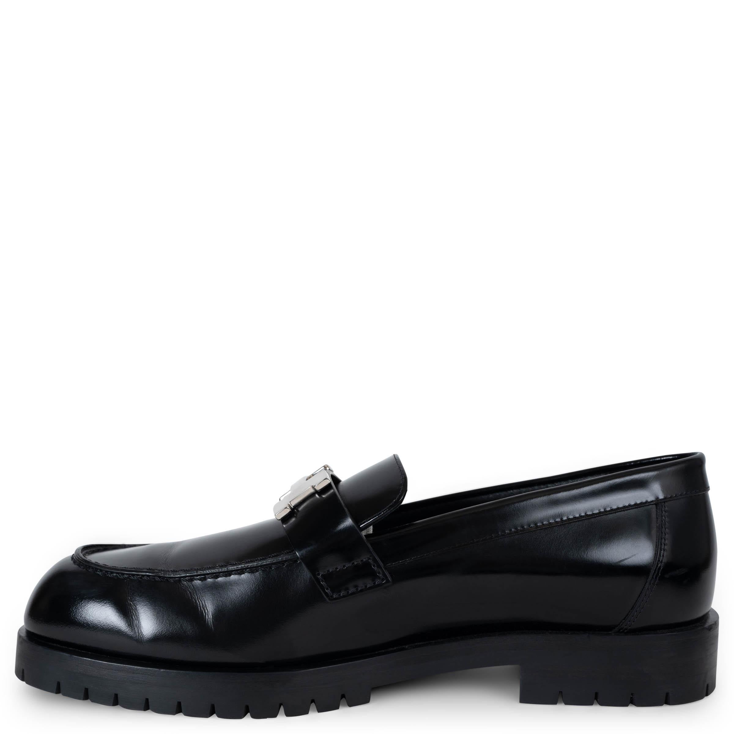 Noir HERMES cuir noir FAUBOURG Mocassins Chaussures 38 en vente