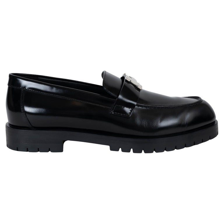 HERMES cuero negro FAUBOURG Mocasines Zapatos 38 en venta en