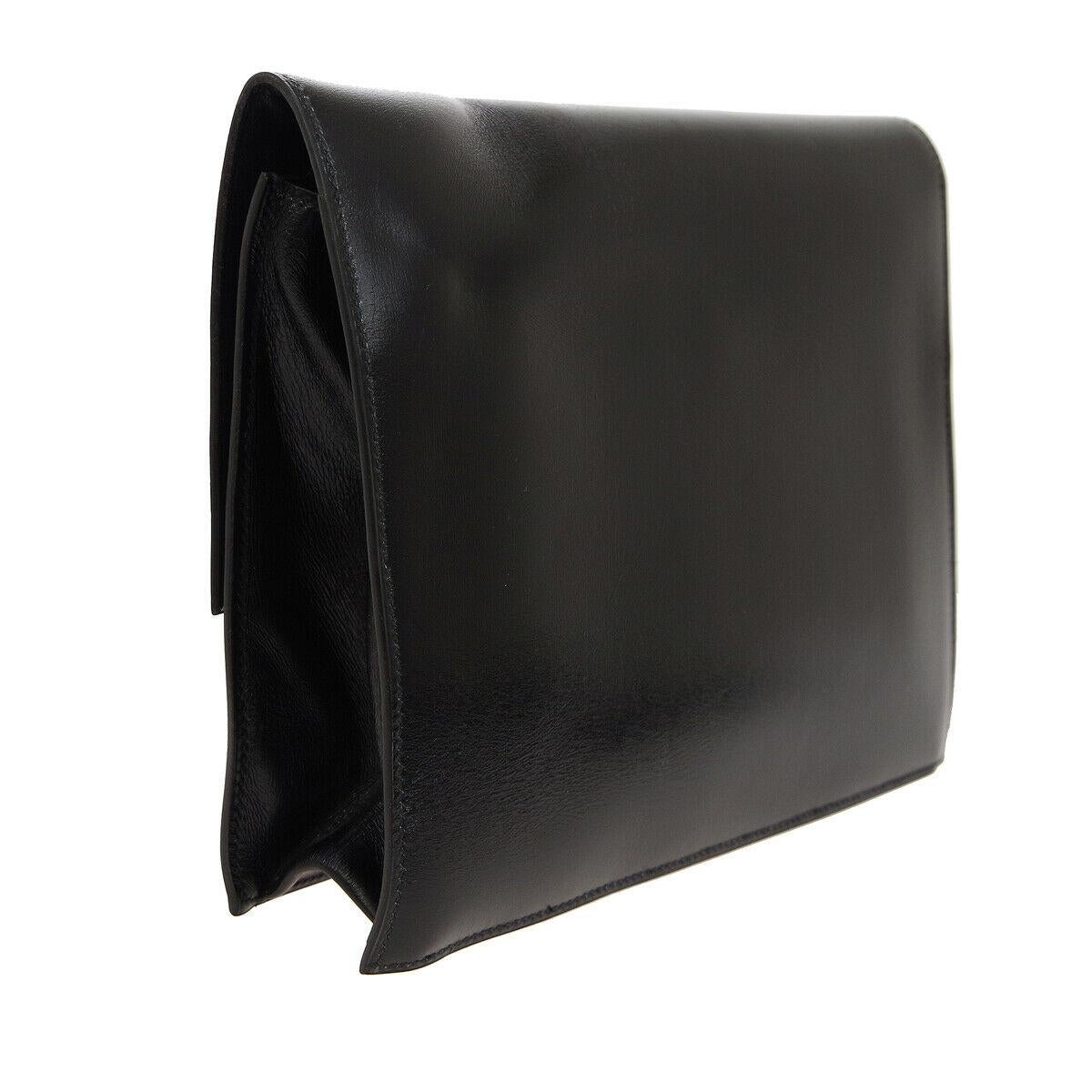 Hermes Black Leather Fold In Buckle Envelope Evening Flap Clutch Bag

Leather
Fold in closure
Leather lining
Date code present
Made in France
Measures 9.25