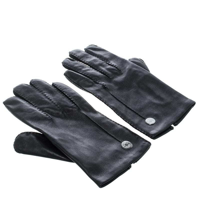Hermes Black Leather Gloves 8 1/2 In New Condition In Dubai, Al Qouz 2