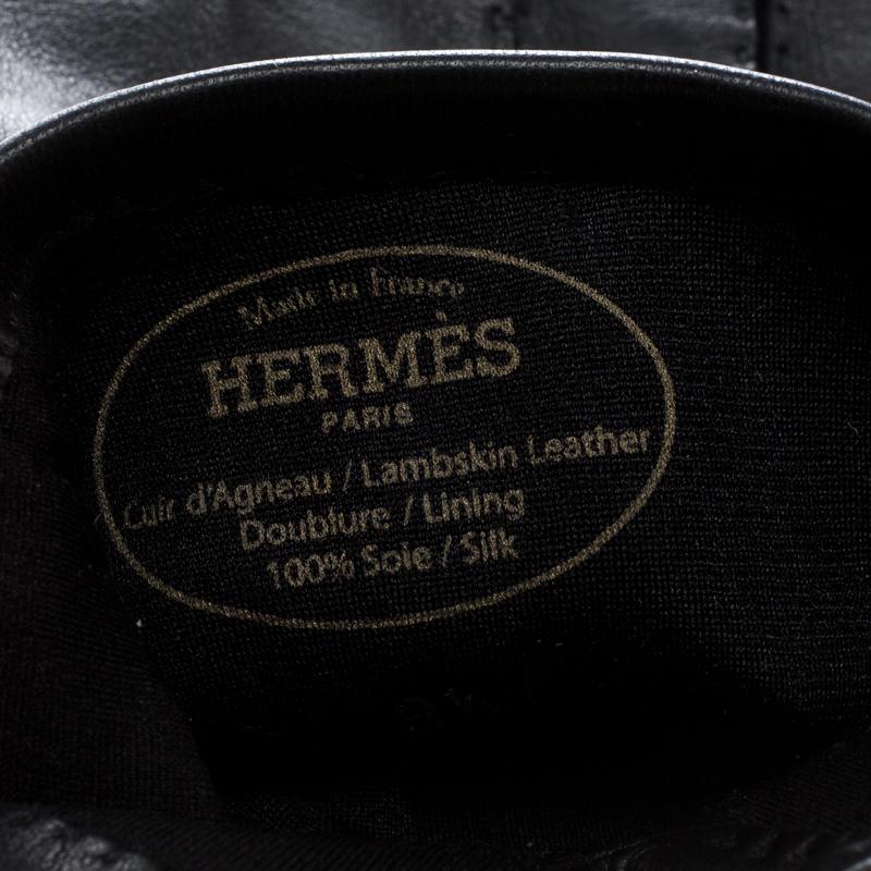 Hermes Black Leather Gloves 8 1/2 1