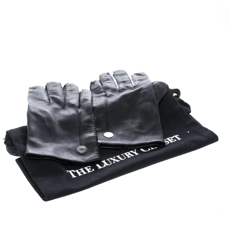 Hermes Black Leather Gloves 8 1/2 1