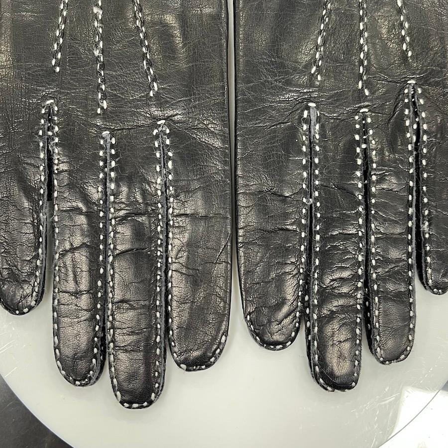 Women's or Men's Hermès black leather gloves