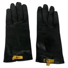 Hermès Black Leather Gloves