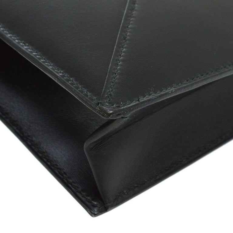 Hermes Black Leather Gold Emblem Evening Carryall Shoulder Flap Bag in ...