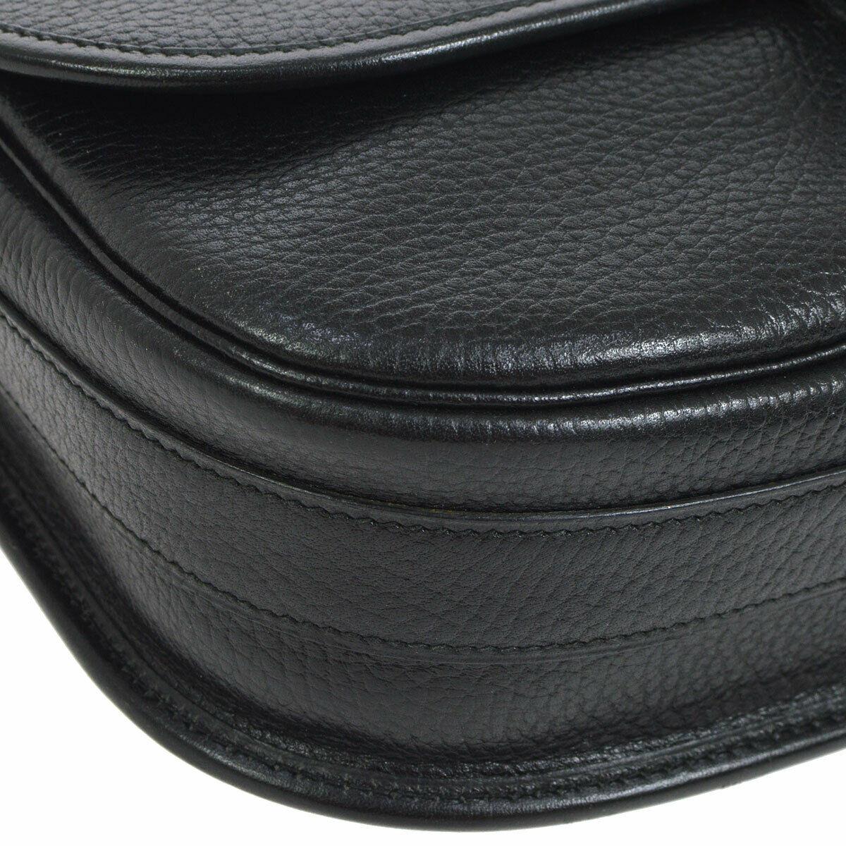 Hermes Black Leather Gold Evening Adjustable Strap Saddle Flap Shoulder Bag 1