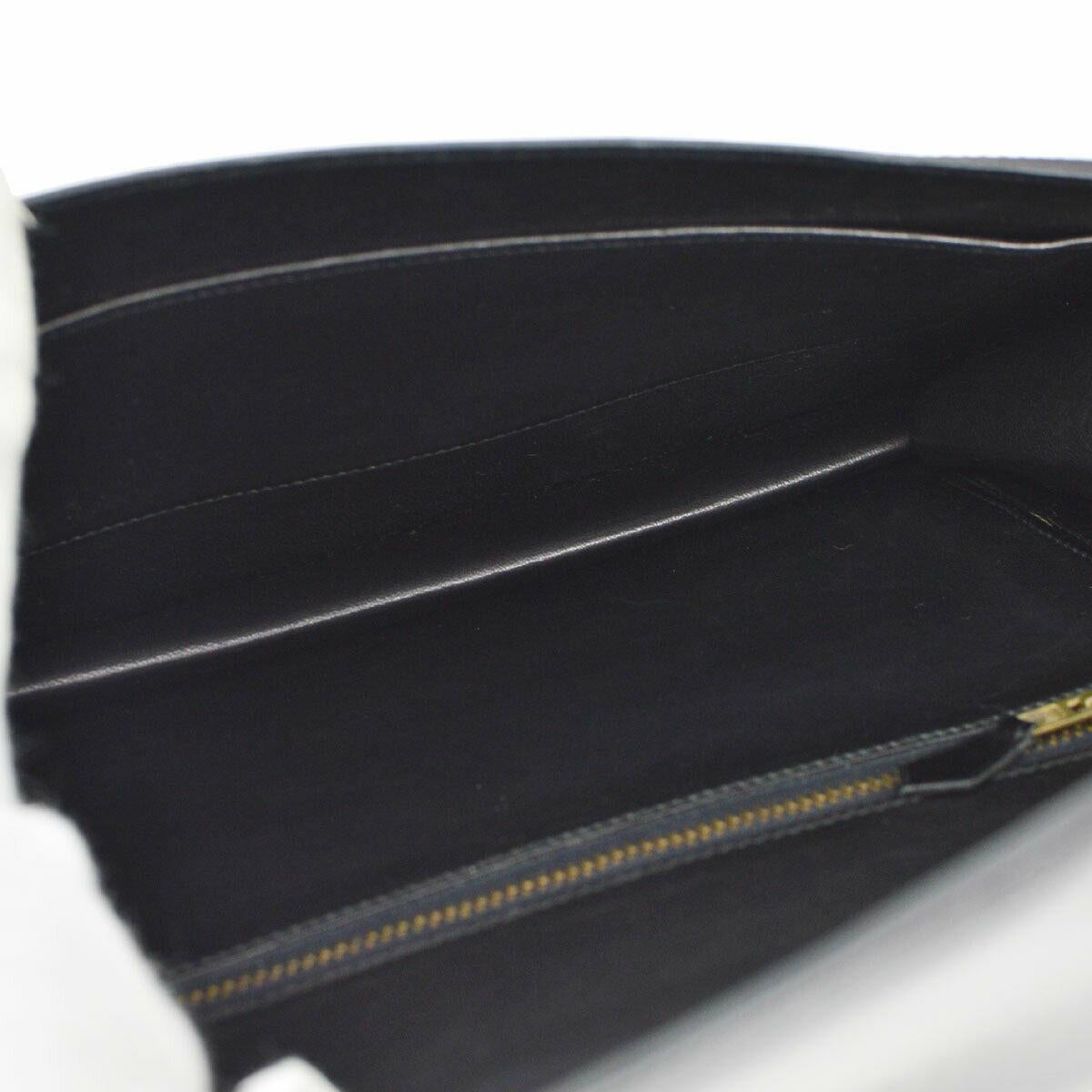 Hermes Black Leather Gold Evening Envelope Clutch Flap Bag 2