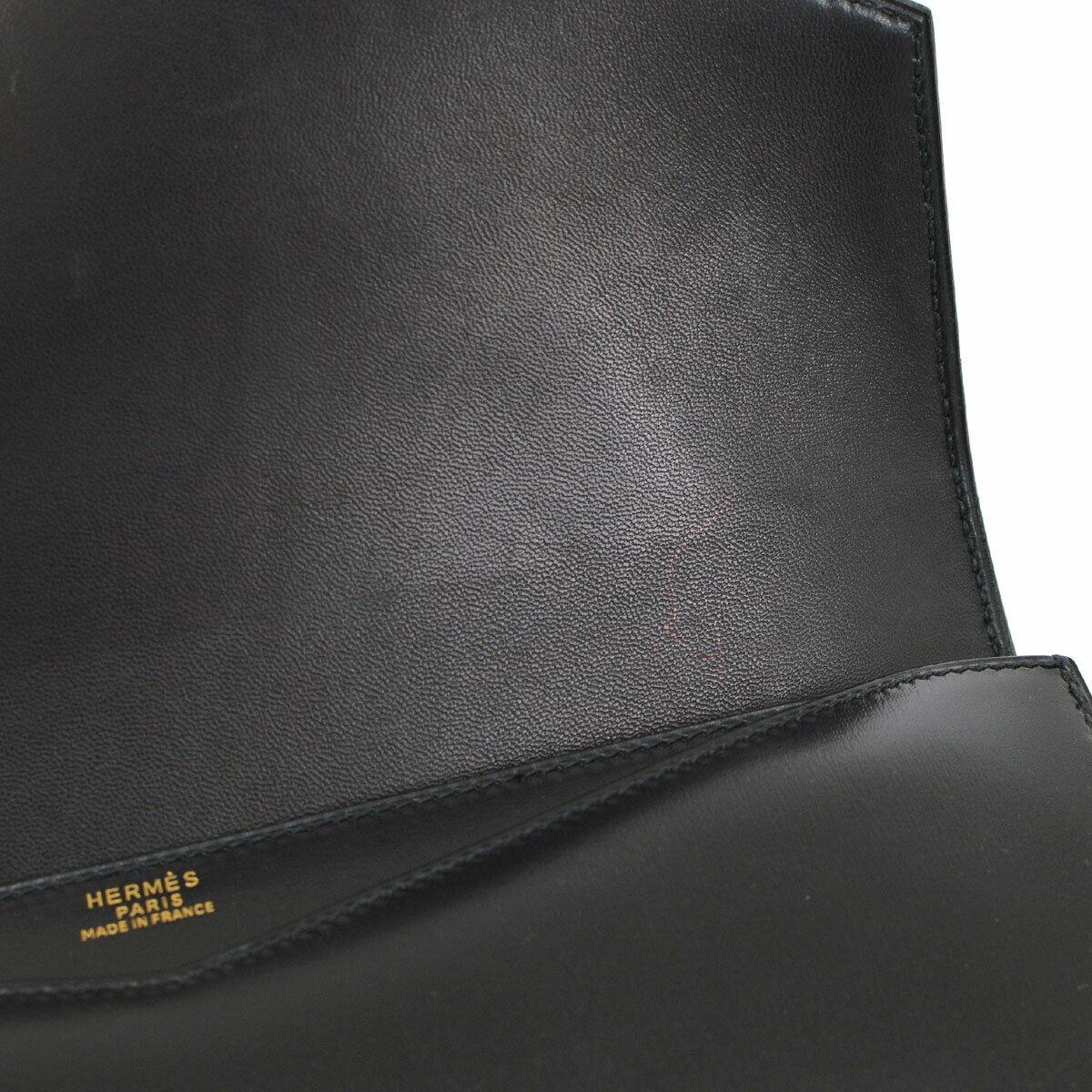 Hermes Black Leather Gold Evening Envelope Clutch Flap Bag 3