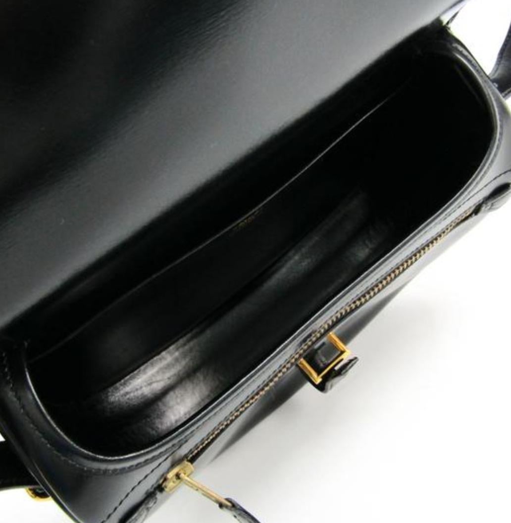 Hermes Black Leather Gold Hobo Carryall Evening Top HandleShoulder Flap Bag II 1