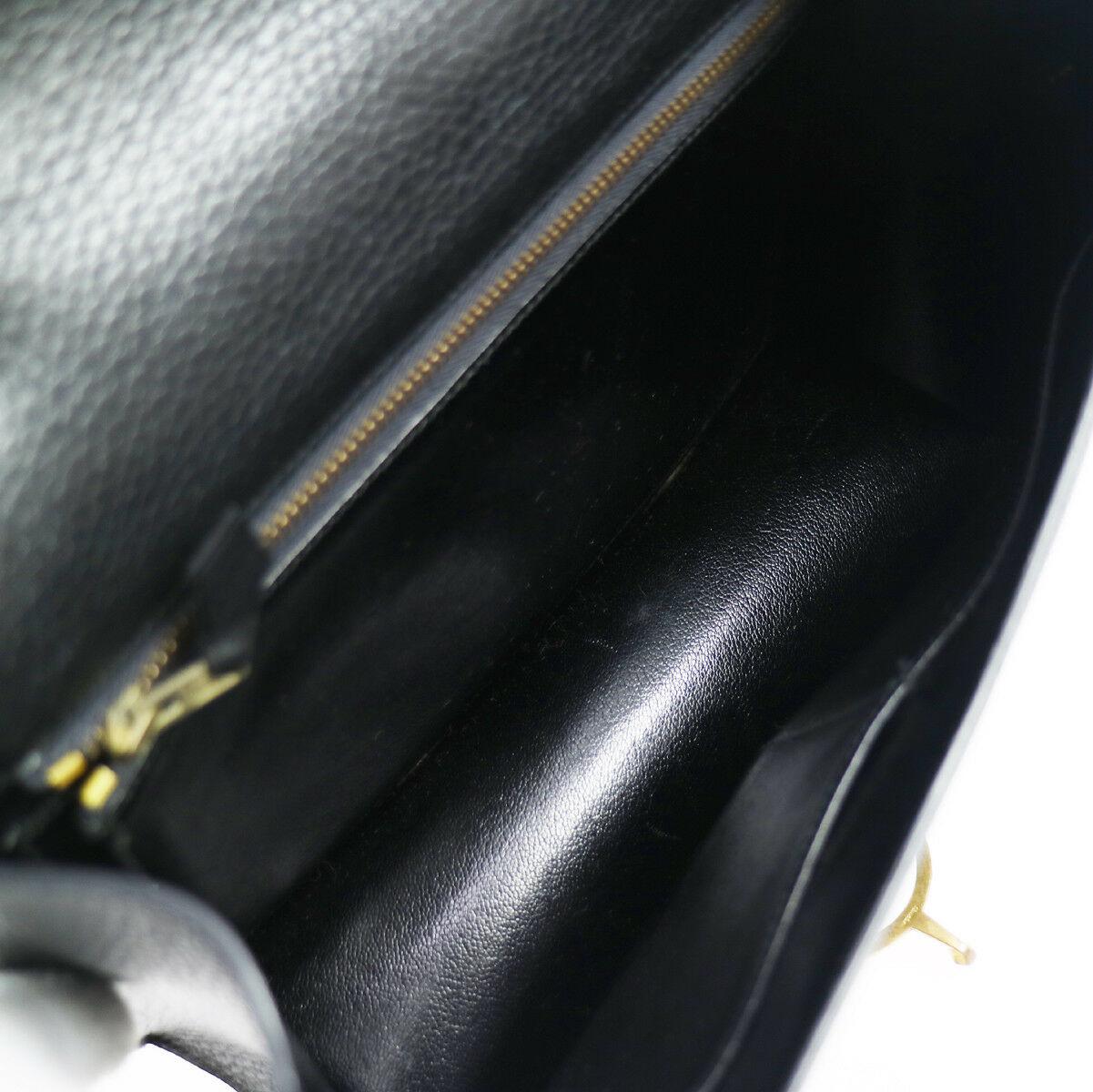 Hermes Black Leather Gold Horsebit Top Handle Satchel Saddle Shoulder Flap Bag In Good Condition In Chicago, IL