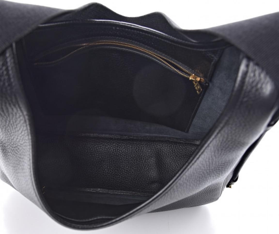 Hermes Black Leather Gold Large Carryall Shoulder Crossbody Bag 1