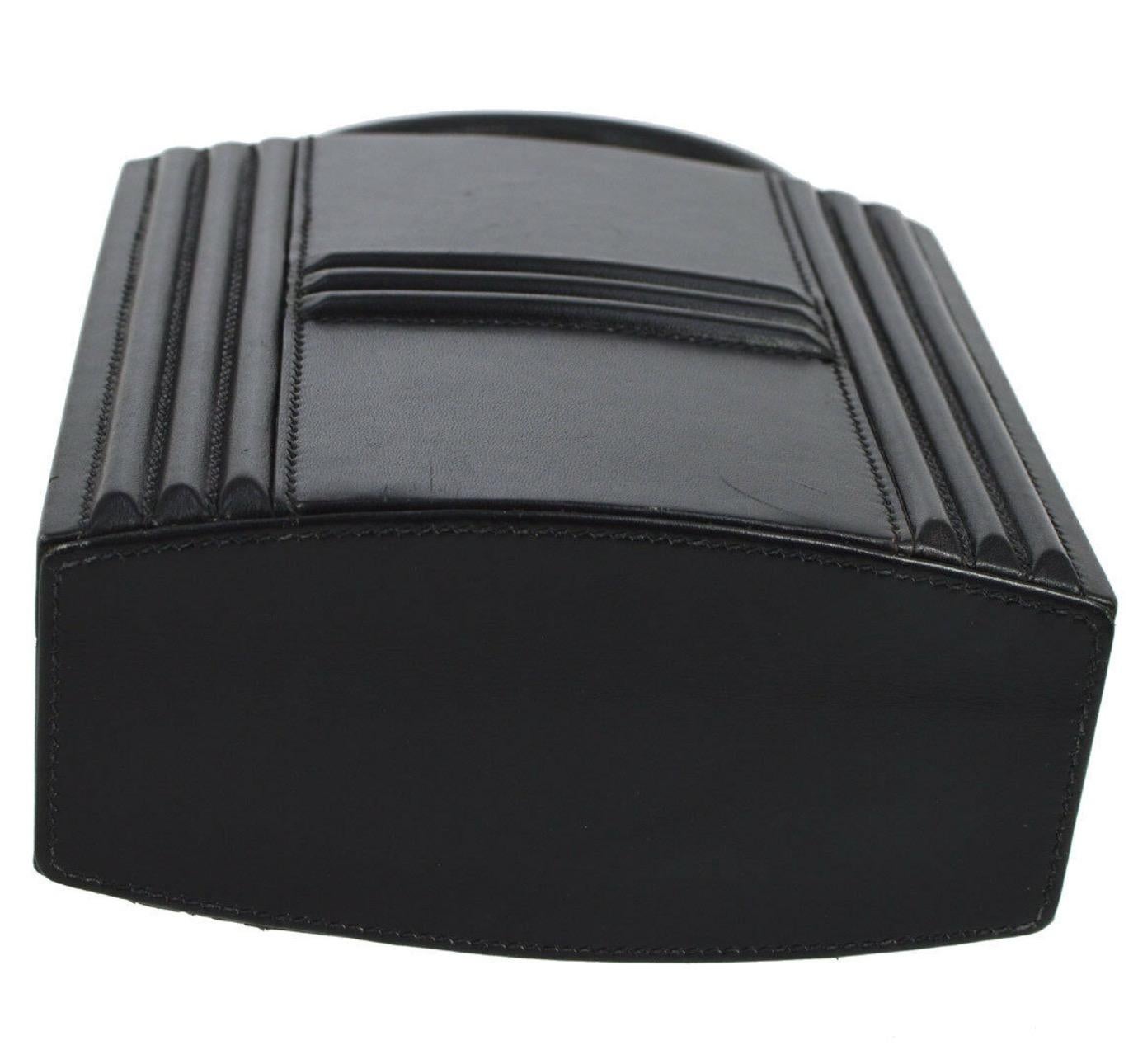 Women's Hermes Black Leather Gold Pad Lock Small Mini Evening Top Handle Satchel Bag