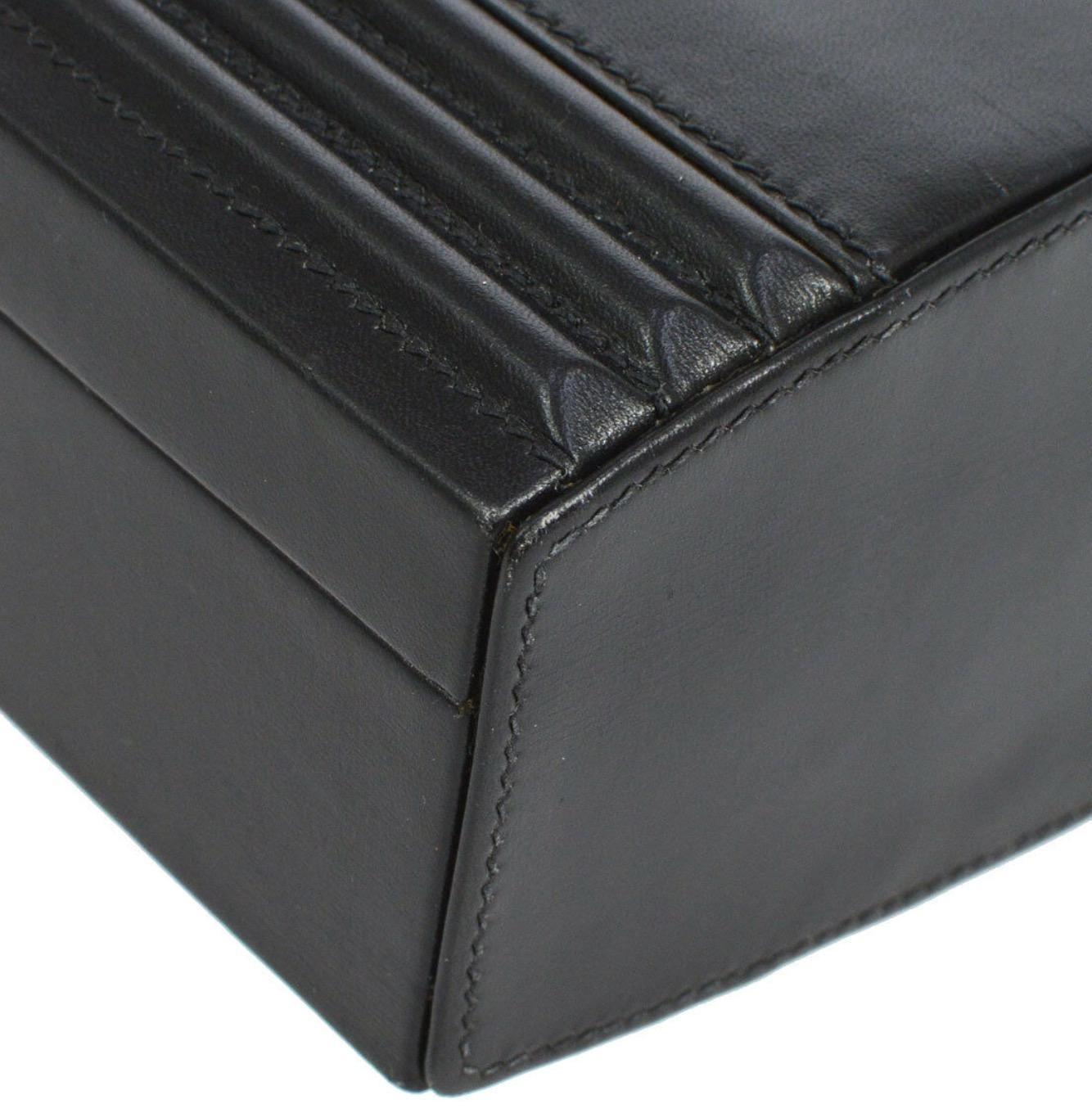 Hermes Black Leather Gold Pad Lock Small Mini Evening Top Handle Satchel Bag 1