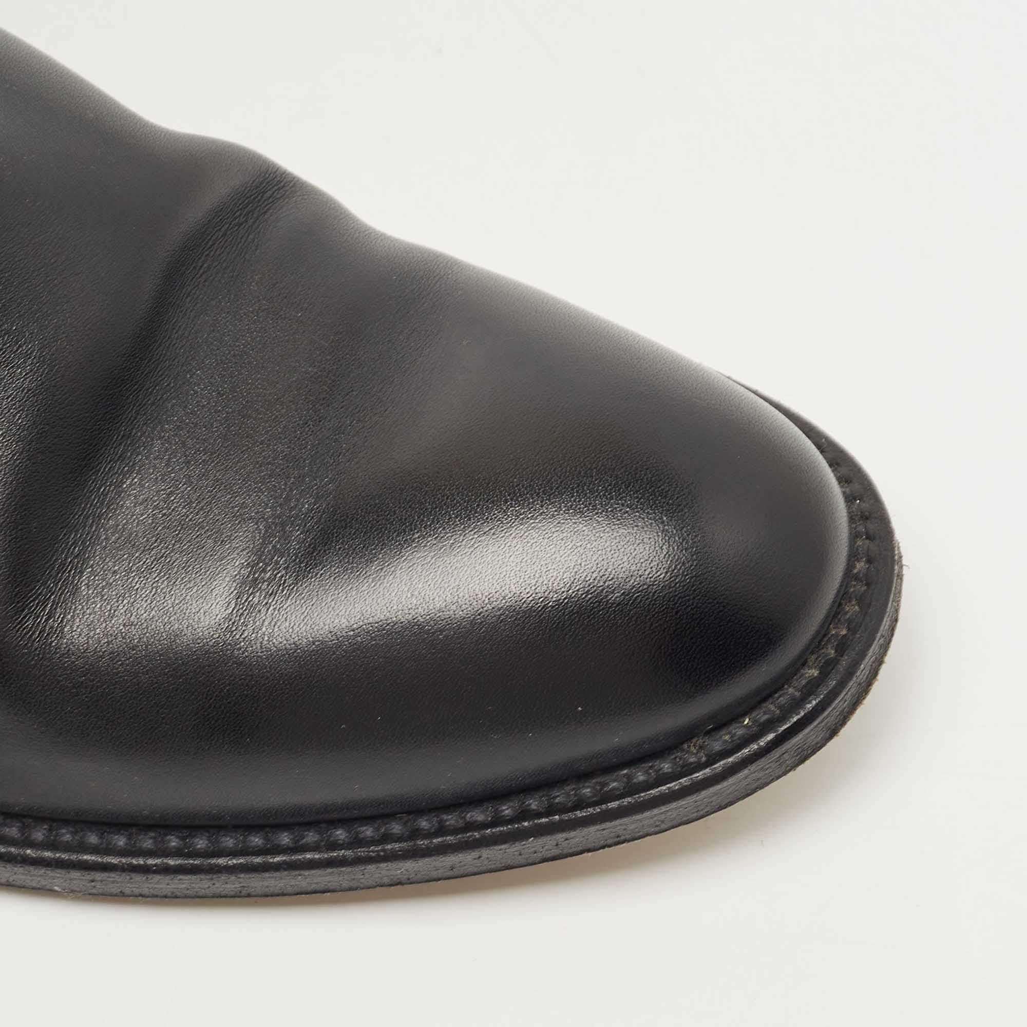 Hermes Black Leather H Jumping Knee Length Boots Size 37 2