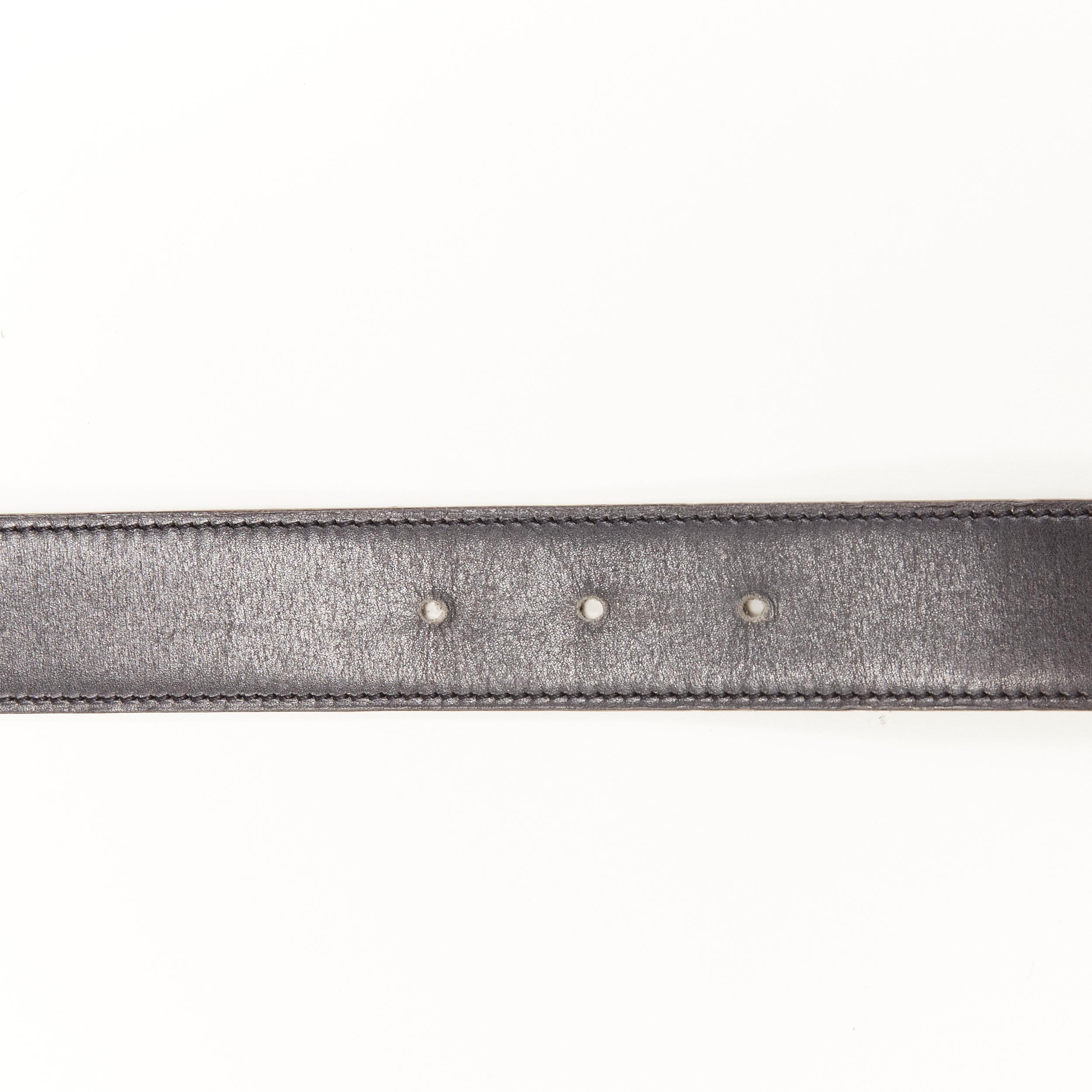 HERMES black leather hammered gold-tone H metal buckle leather belt FR 70 In Good Condition In Hong Kong, NT