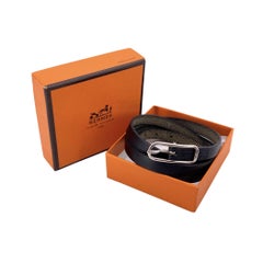 Hermes Black Leather Hapi 4 Quad Tour Belt Bracelet Palladium Buckle
