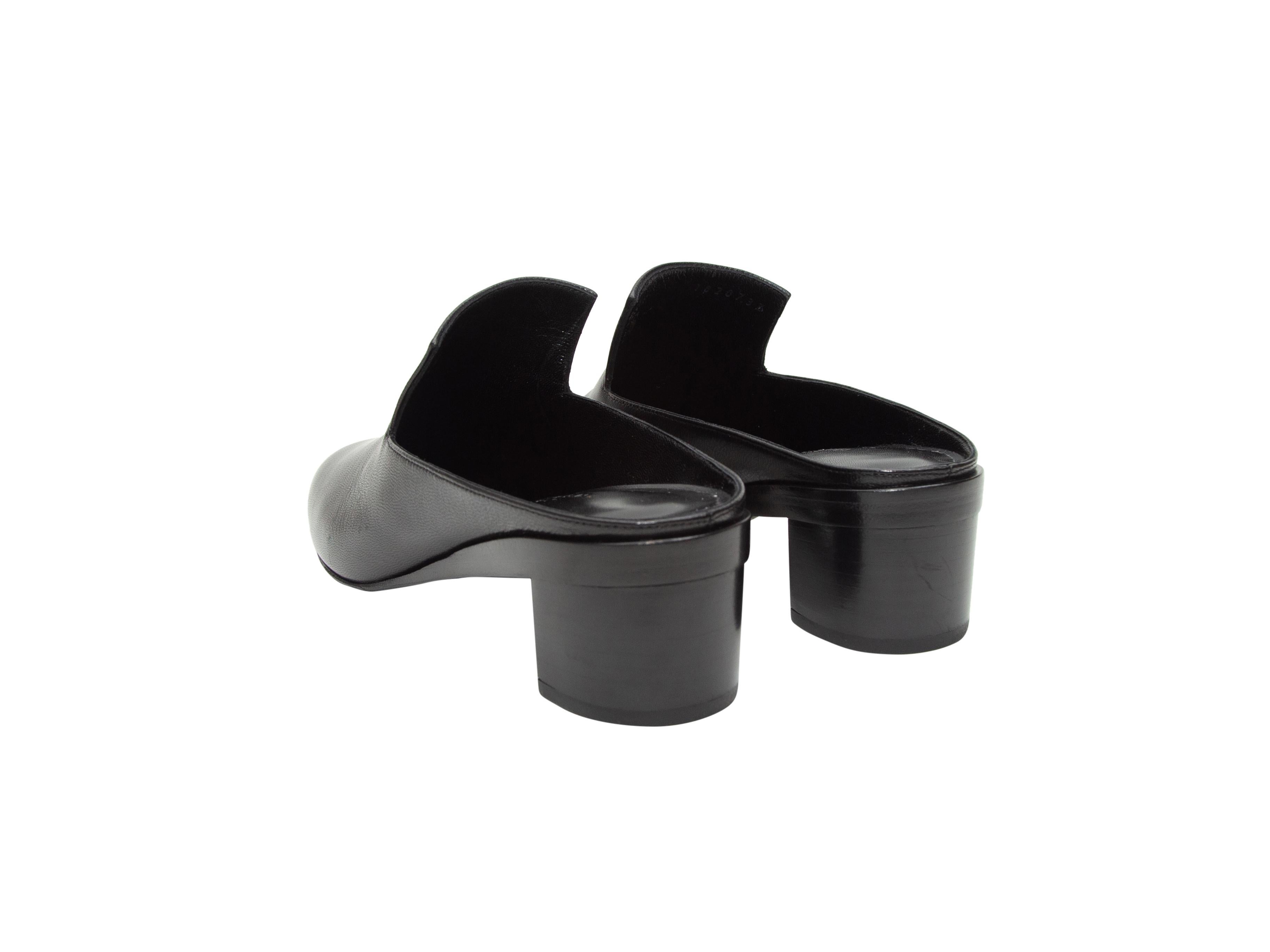 Hermes Black Leather Heeled Mules In Excellent Condition In New York, NY