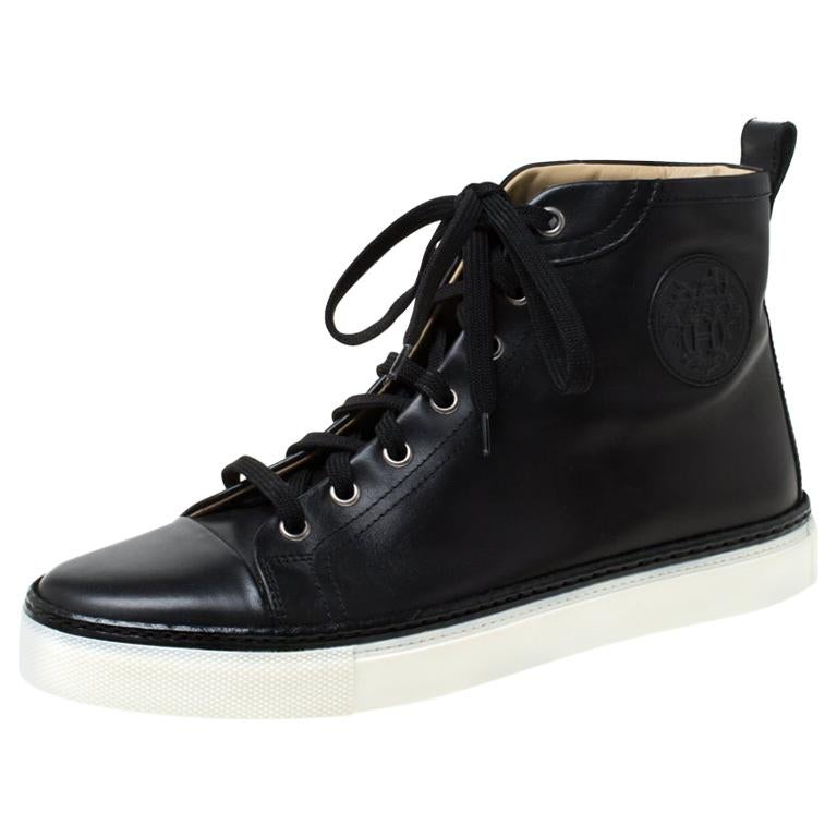 Hermes Black Leather High Top Sneakers Size 38 For Sale at 1stDibs ...