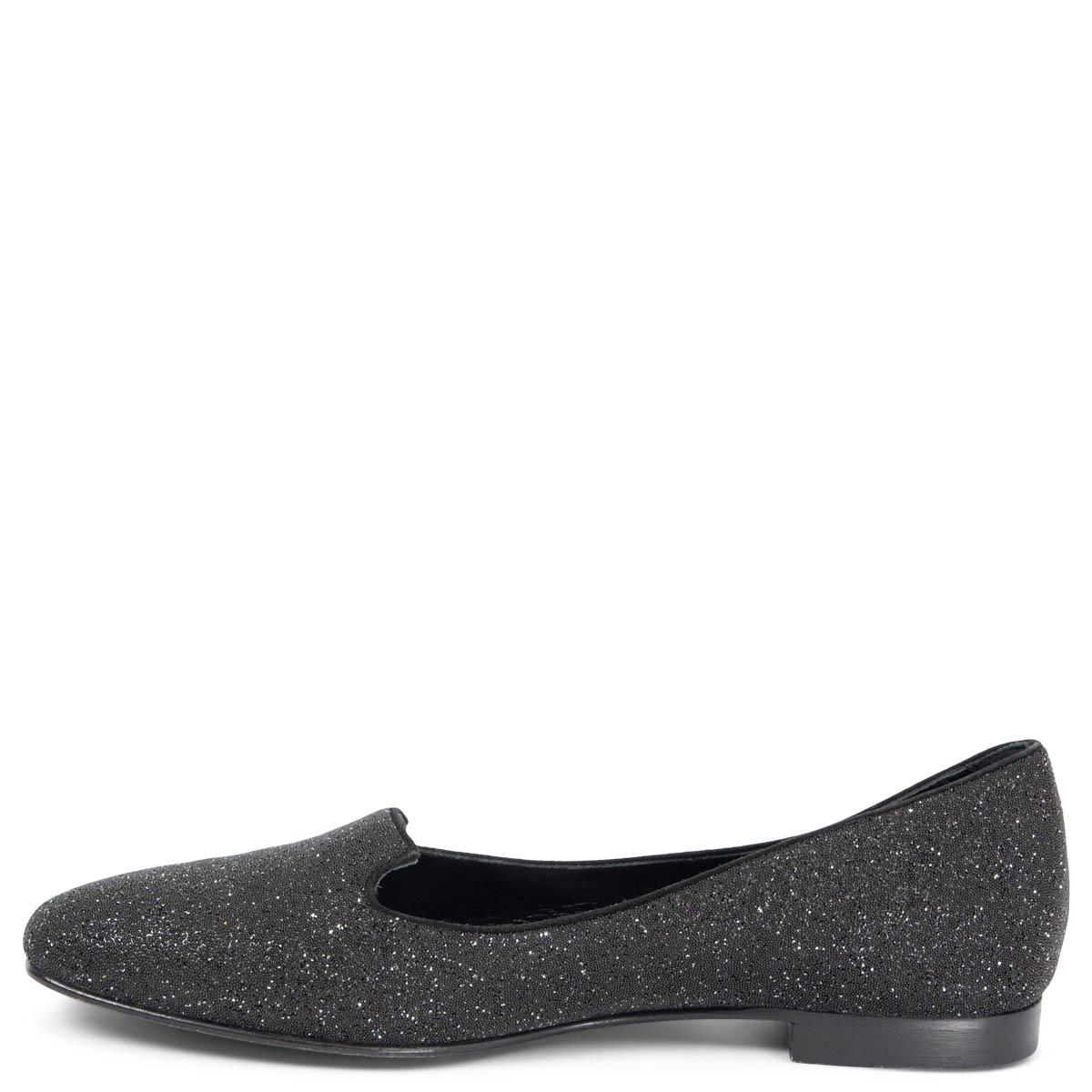 HOLLY GLITTER Loafers Schuhe aus schwarzem Leder 37,5 (Schwarz) im Angebot