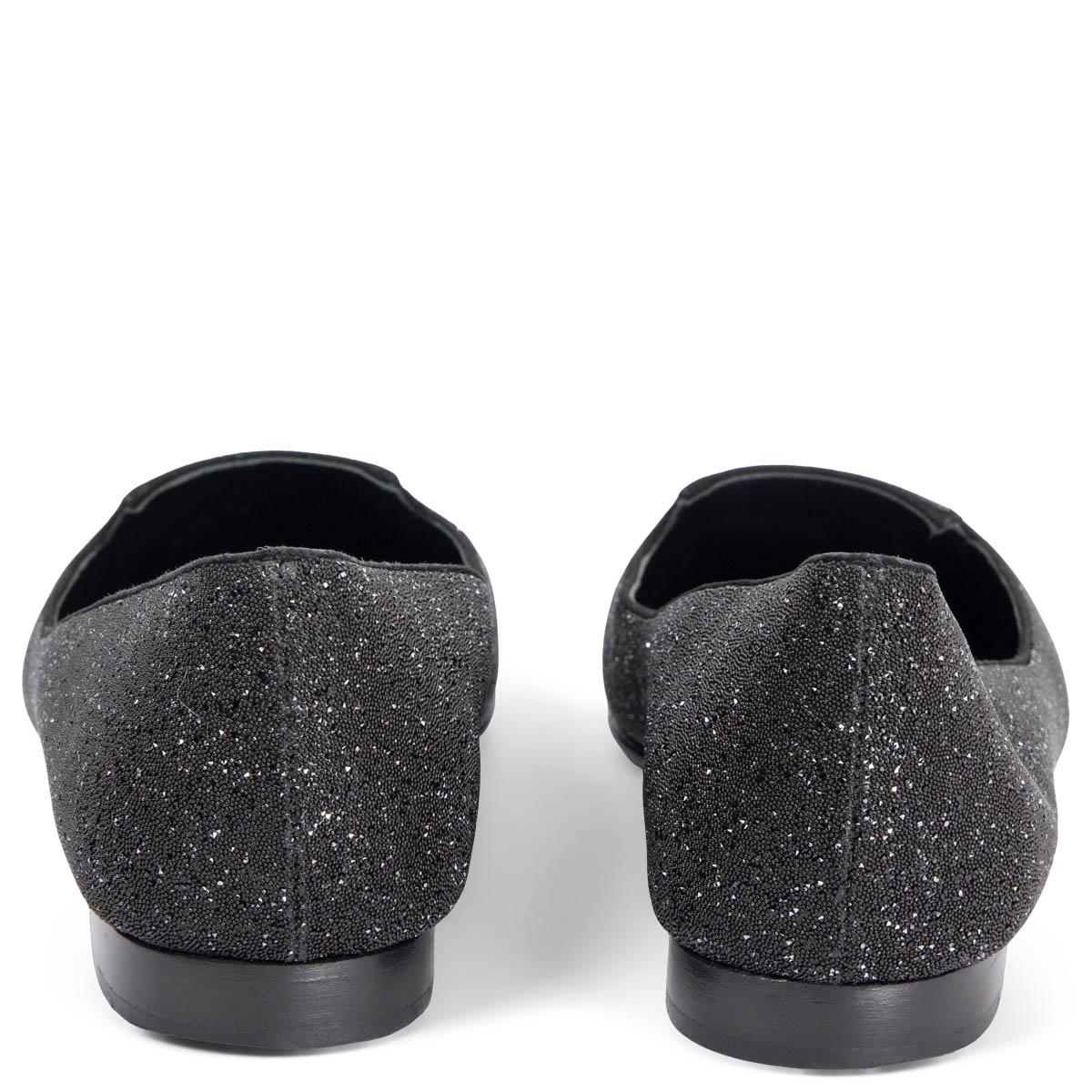HOLLY GLITTER Loafers Schuhe aus schwarzem Leder 37,5 im Zustand „Hervorragend“ im Angebot in Zürich, CH
