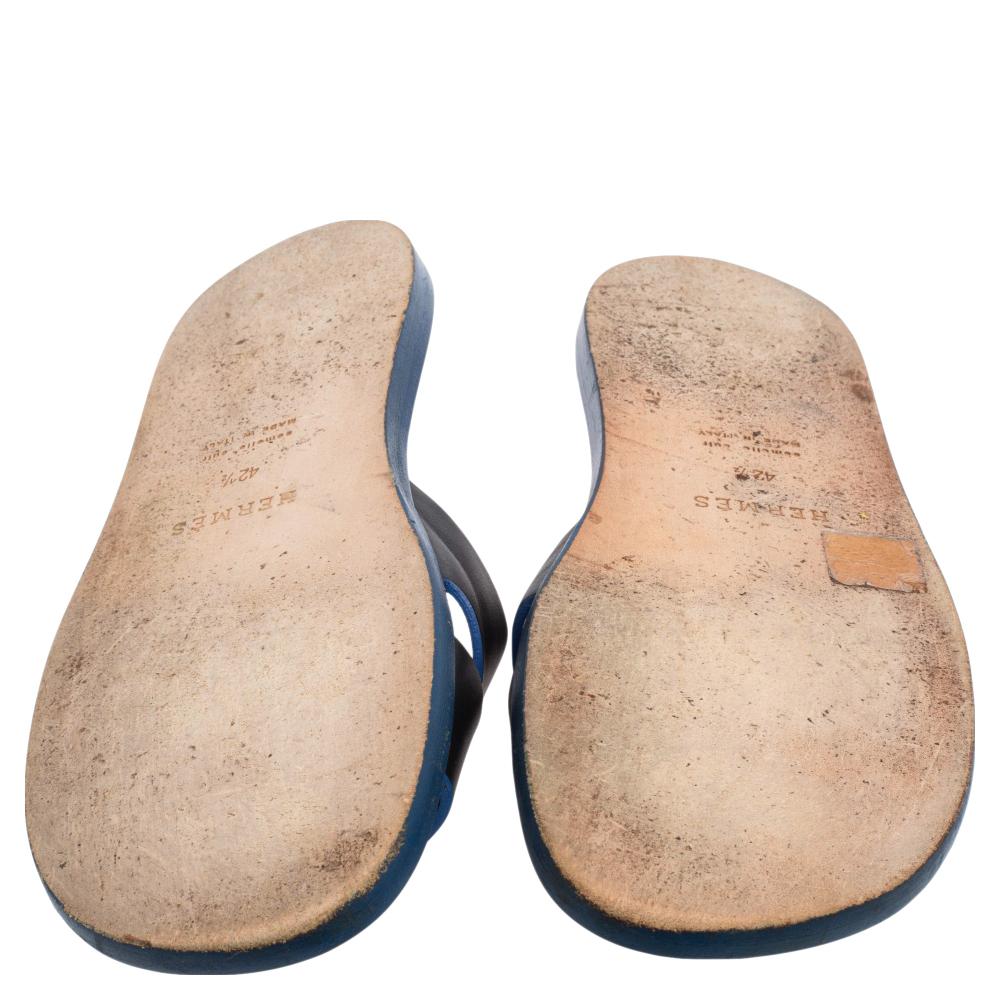 Hermès Black Leather Izmir Slide Flats Size 42.5 3