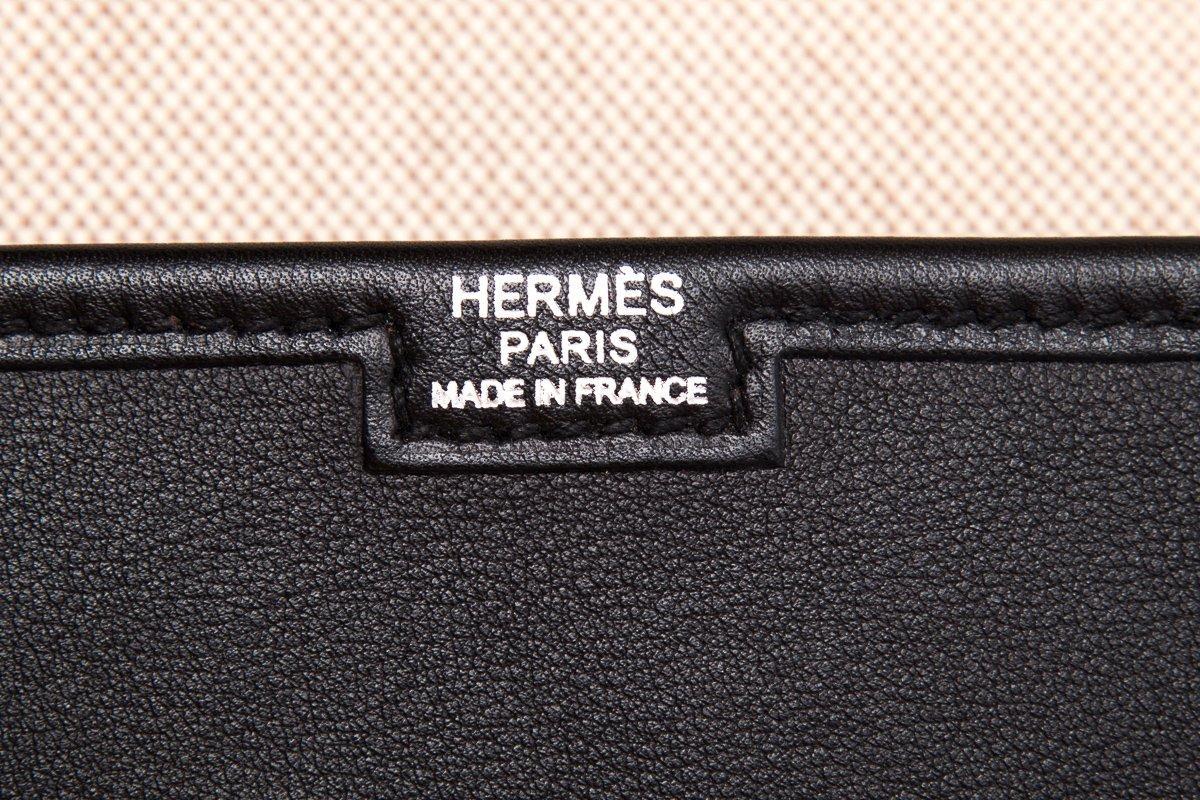 HERMES Black Leather Jige GM Clutch For Sale 5