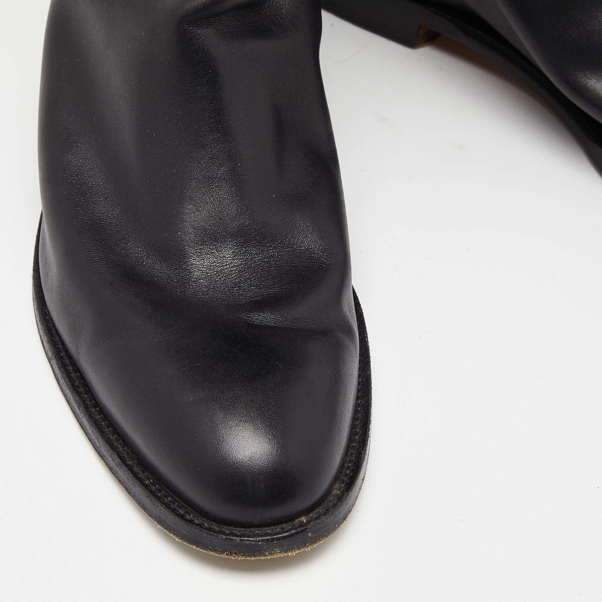 Women's Hermes Black Leather Jumping Boots Size 40