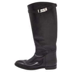 Bottes de saut en cuir noir Hermes Taille 40